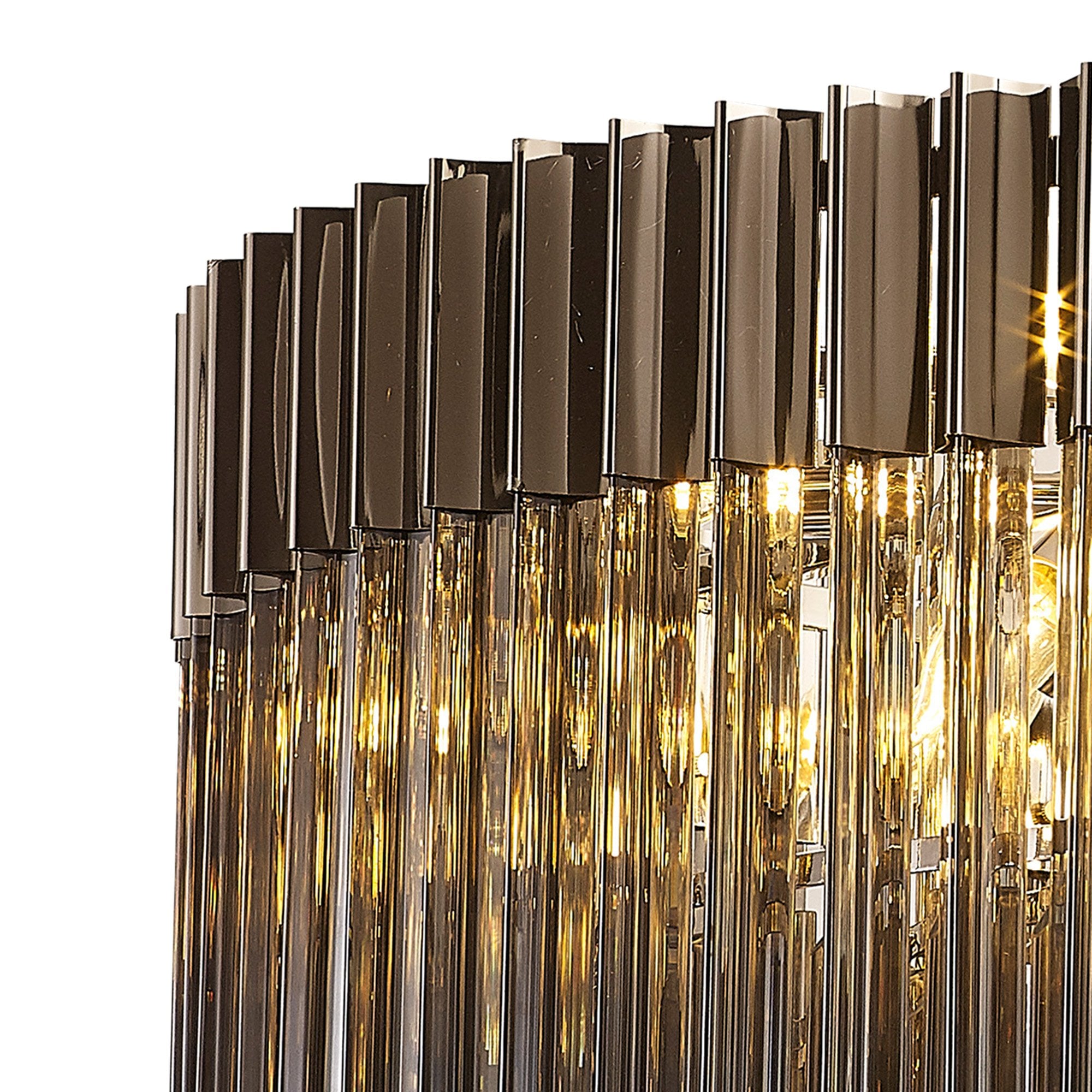 Fabula Cedar 12 Light Pendant - Polished Nickel & Smoke Sculpted Glass