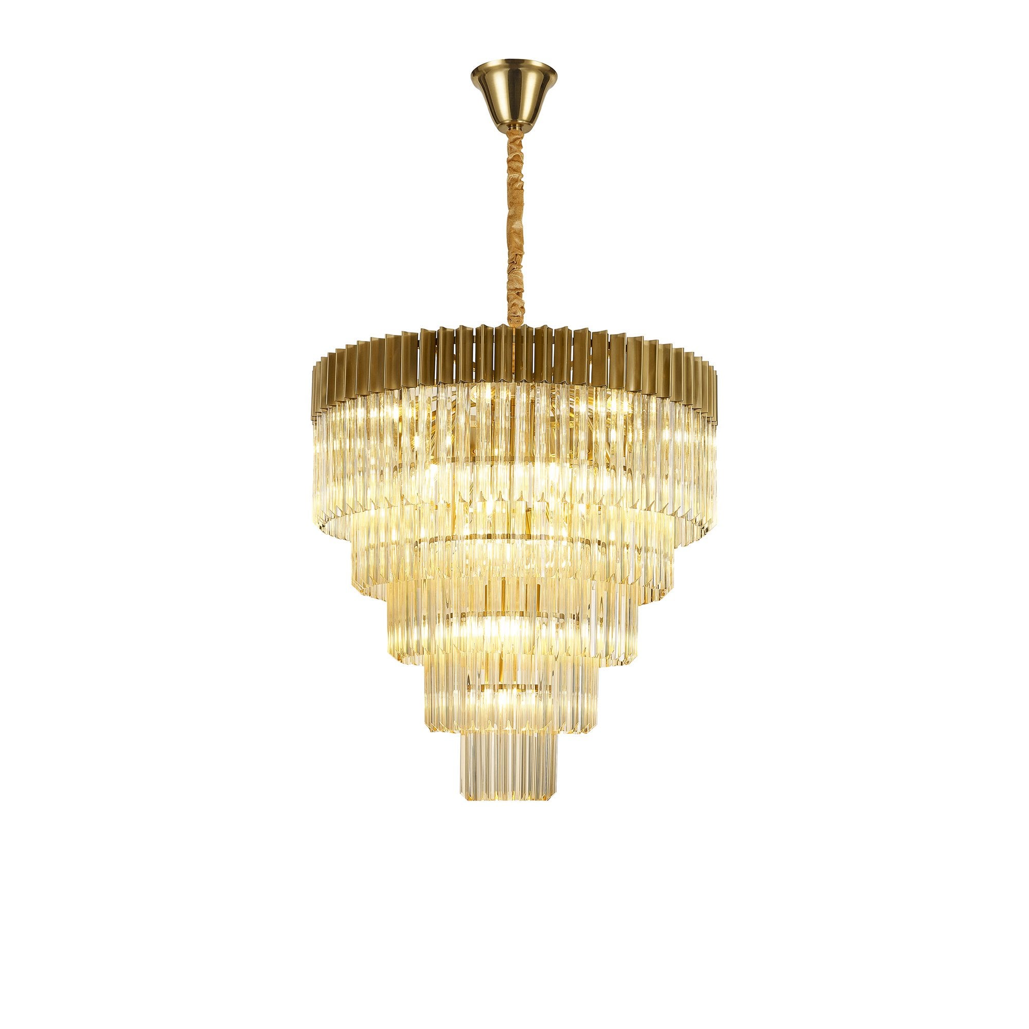 Fabula Cedar 19 Light Pendant - Brass & Cognac Sculpted Glass