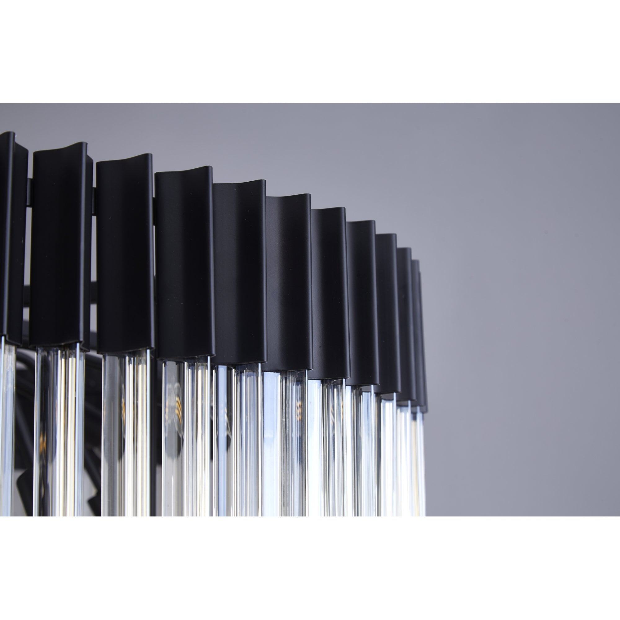 Fabula Cedar 19 Light Pendant - Matt Black & Clear Sculpted Glass