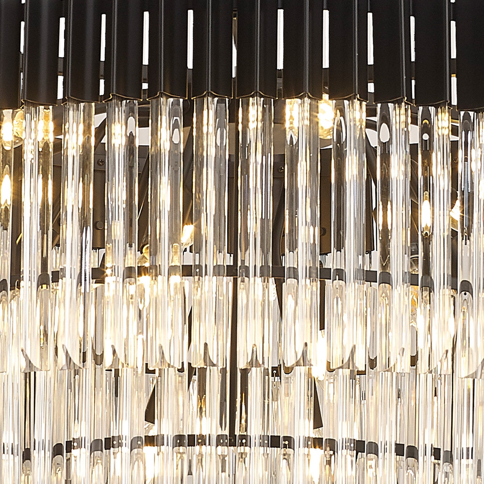 Fabula Cedar 19 Light Pendant - Matt Black & Clear Sculpted Glass