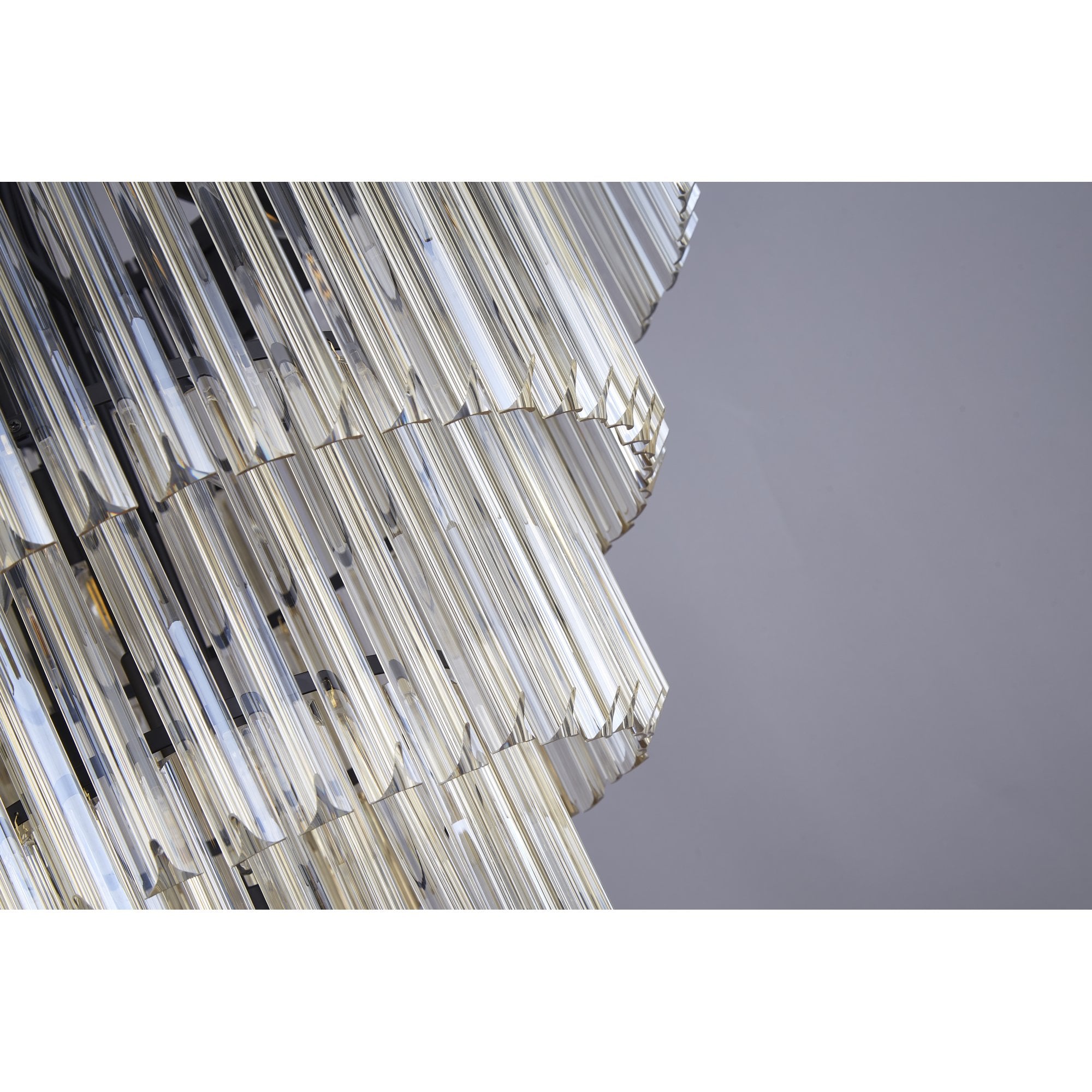 Fabula Cedar 19 Light Pendant - Matt Black & Cognac Sculpted Glass