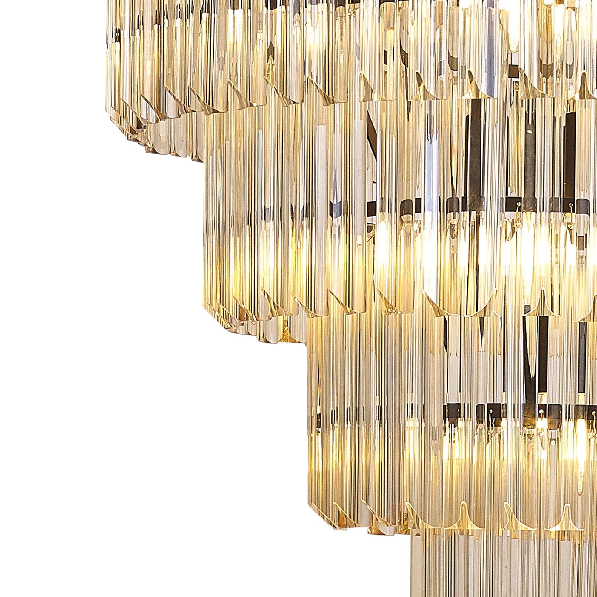 Fabula Cedar 19 Light Pendant - Matt Black & Cognac Sculpted Glass