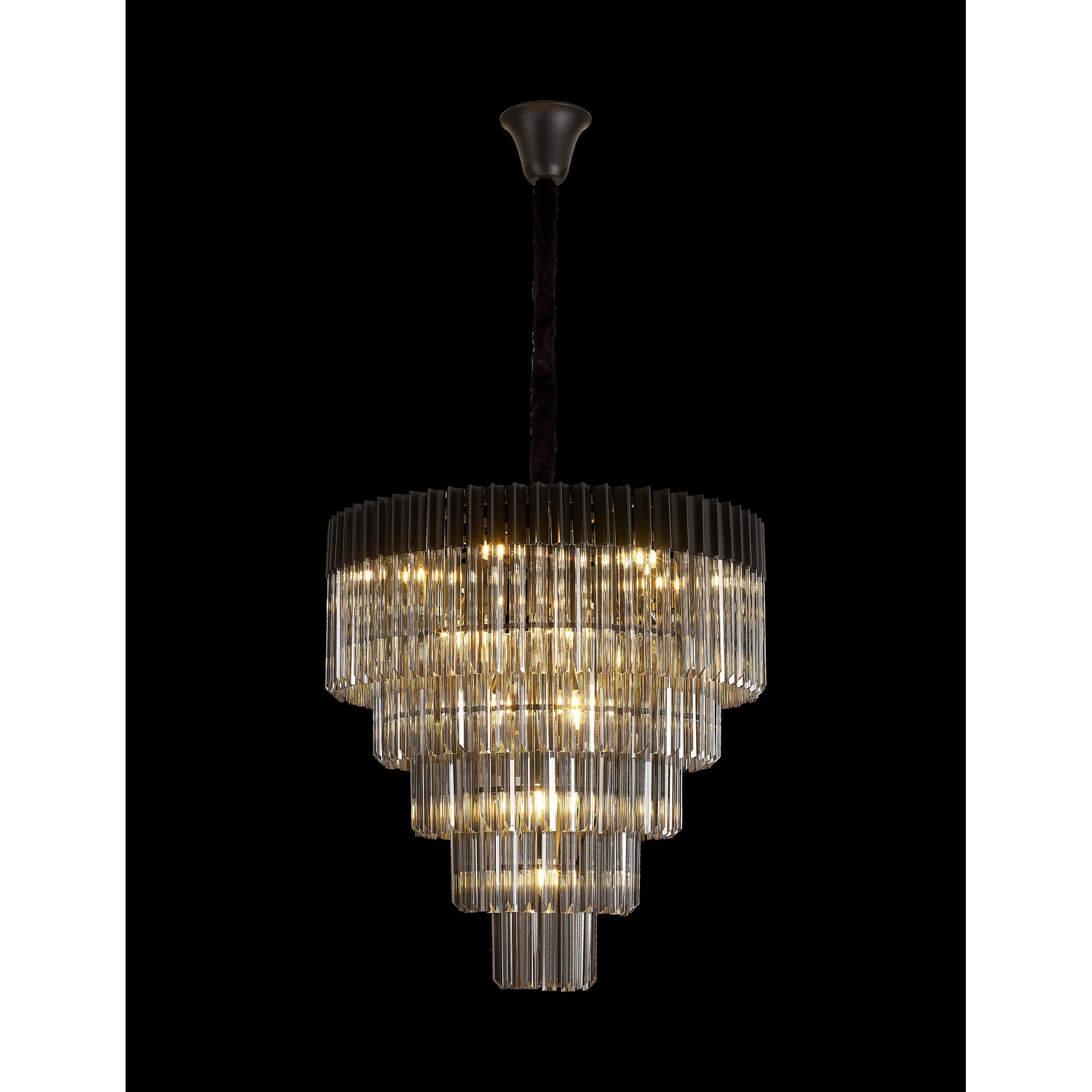 Fabula Cedar 19 Light Pendant - Matt Black & Smoke Sculpted Glass