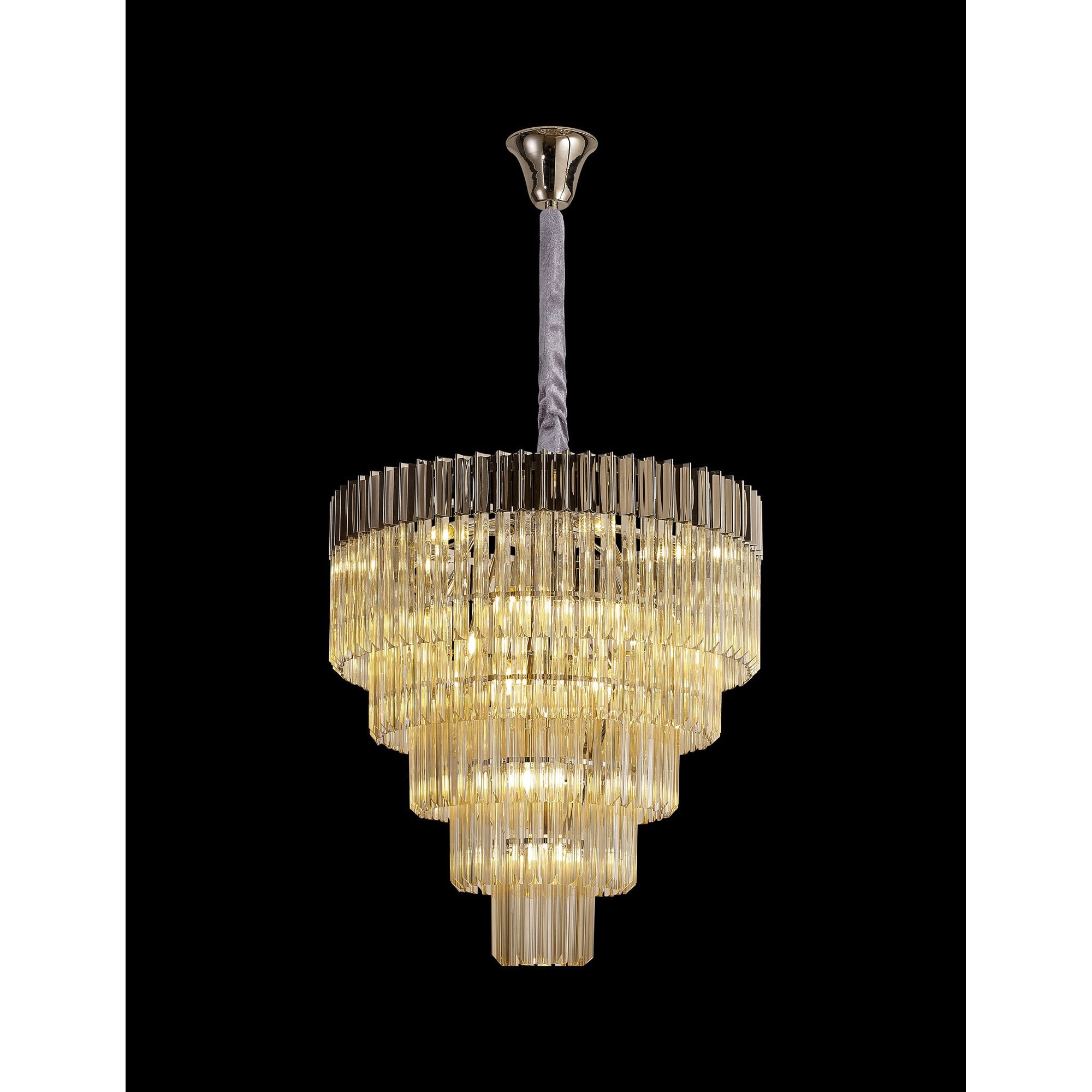 Fabula Cedar 19 Light Pendant - Polished Nickel & Cognac Sculpted Glass