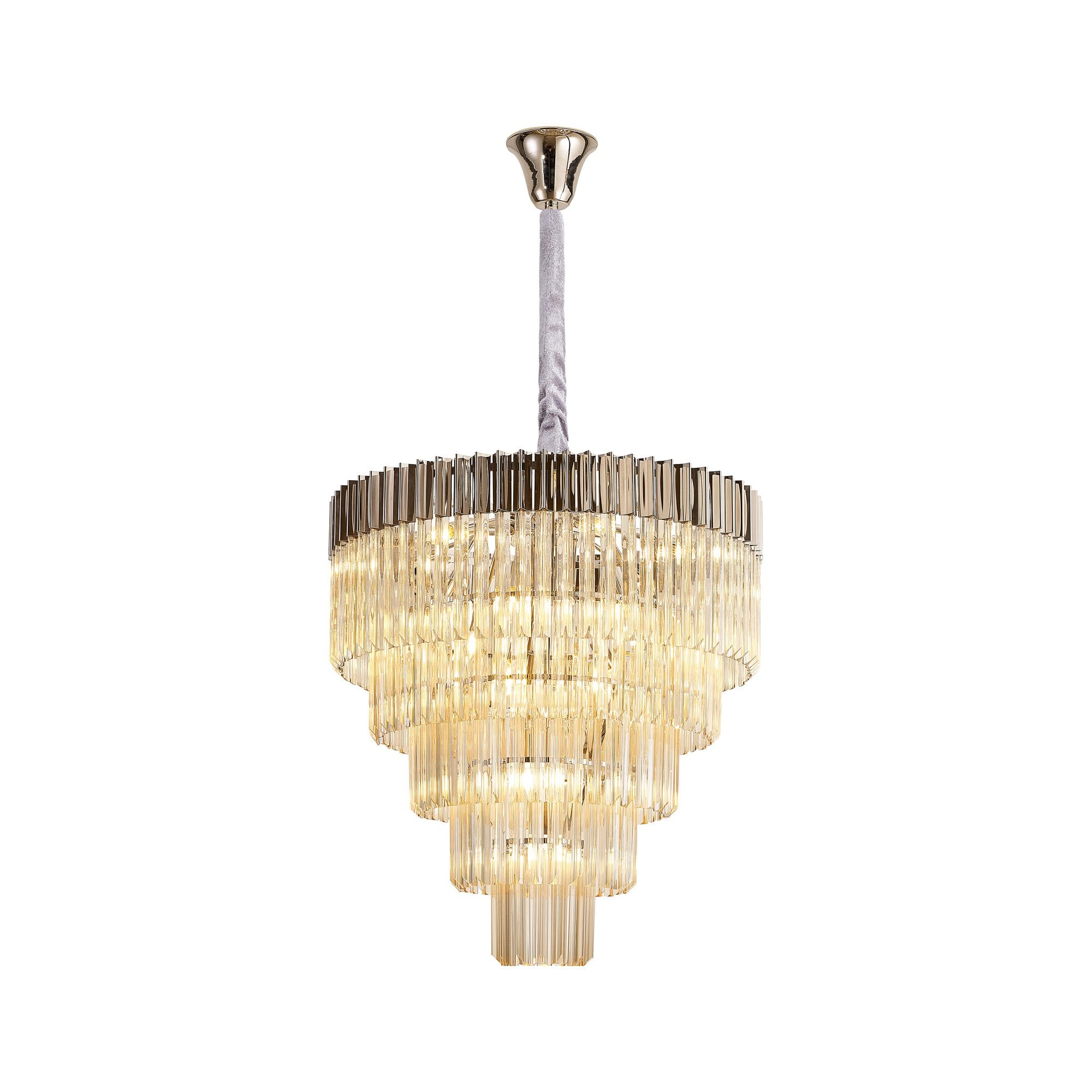 Fabula Cedar 19 Light Pendant - Polished Nickel & Cognac Sculpted Glass
