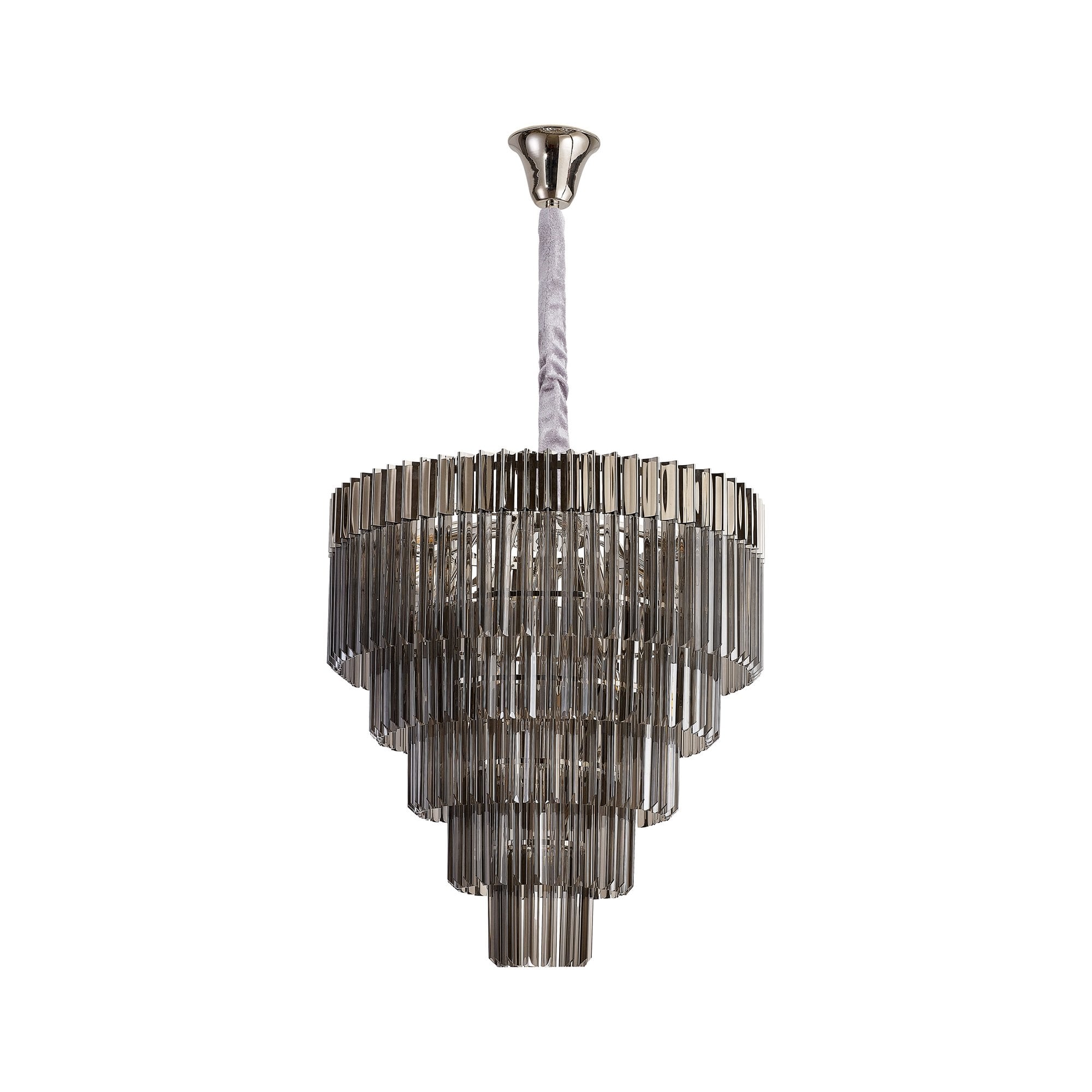 Fabula Cedar 19 Light Pendant - Polished Nickel & Smoke Sculpted Glass