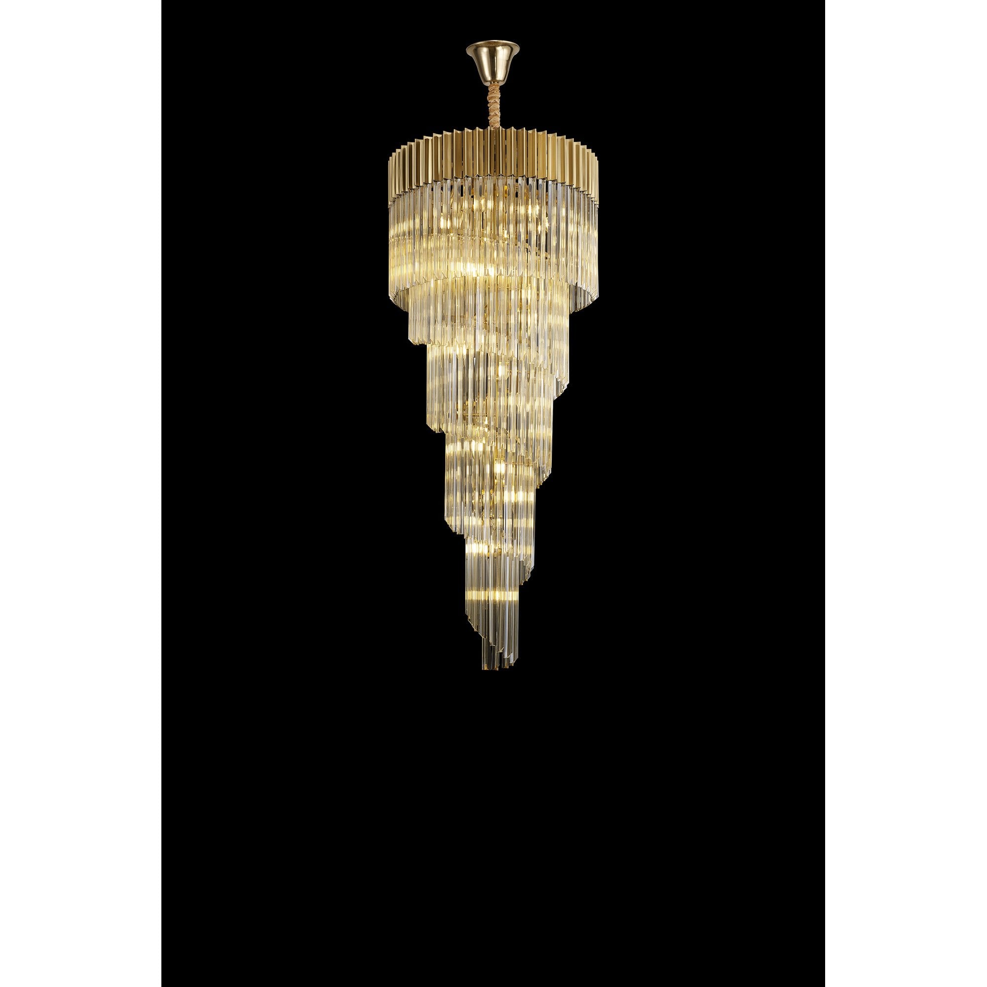 Fabula Cedar 23 Light Pendant - Brass & Cognac Sculpted Glass