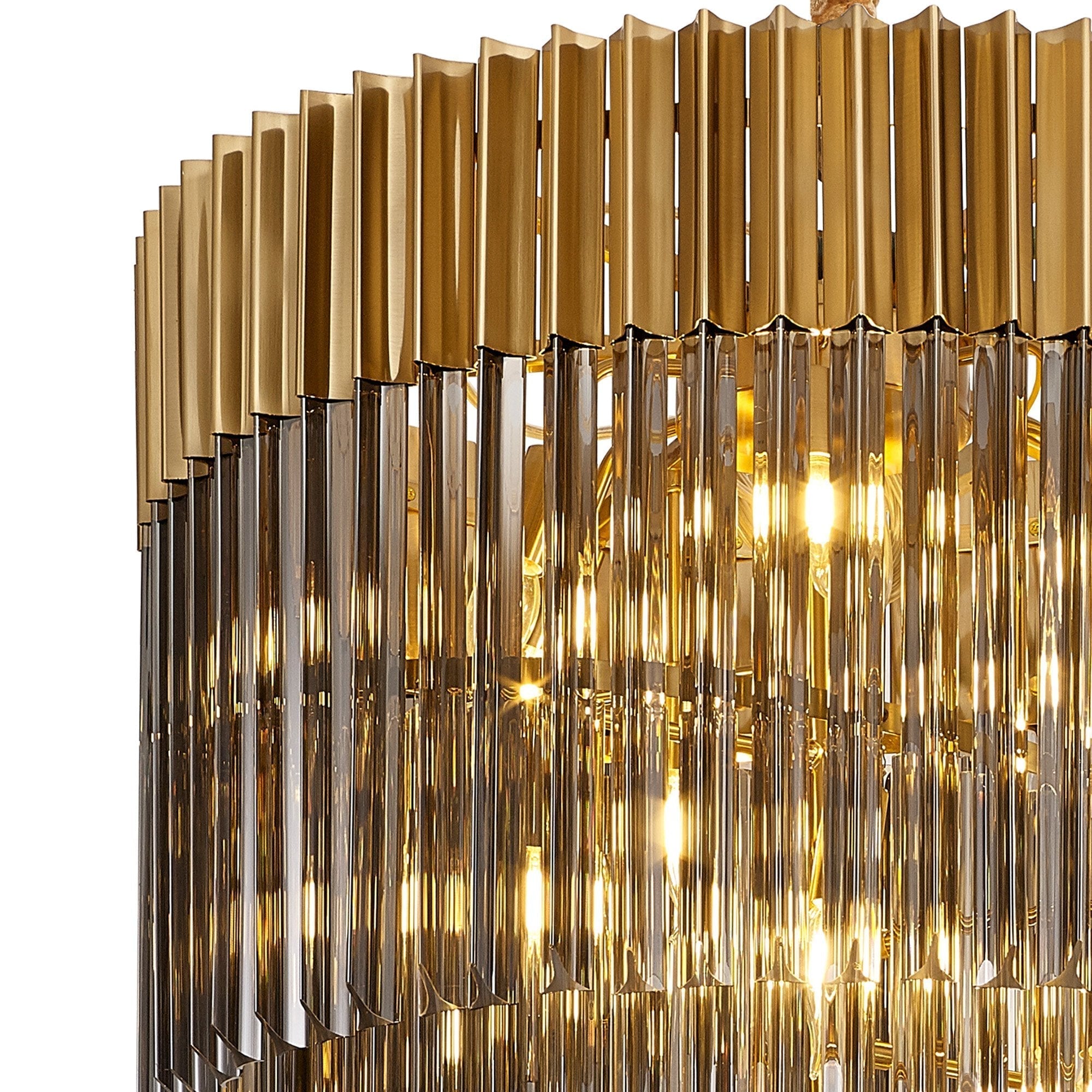 Fabula Cedar 23 Light Pendant - Brass & Smoke Sculpted Glass