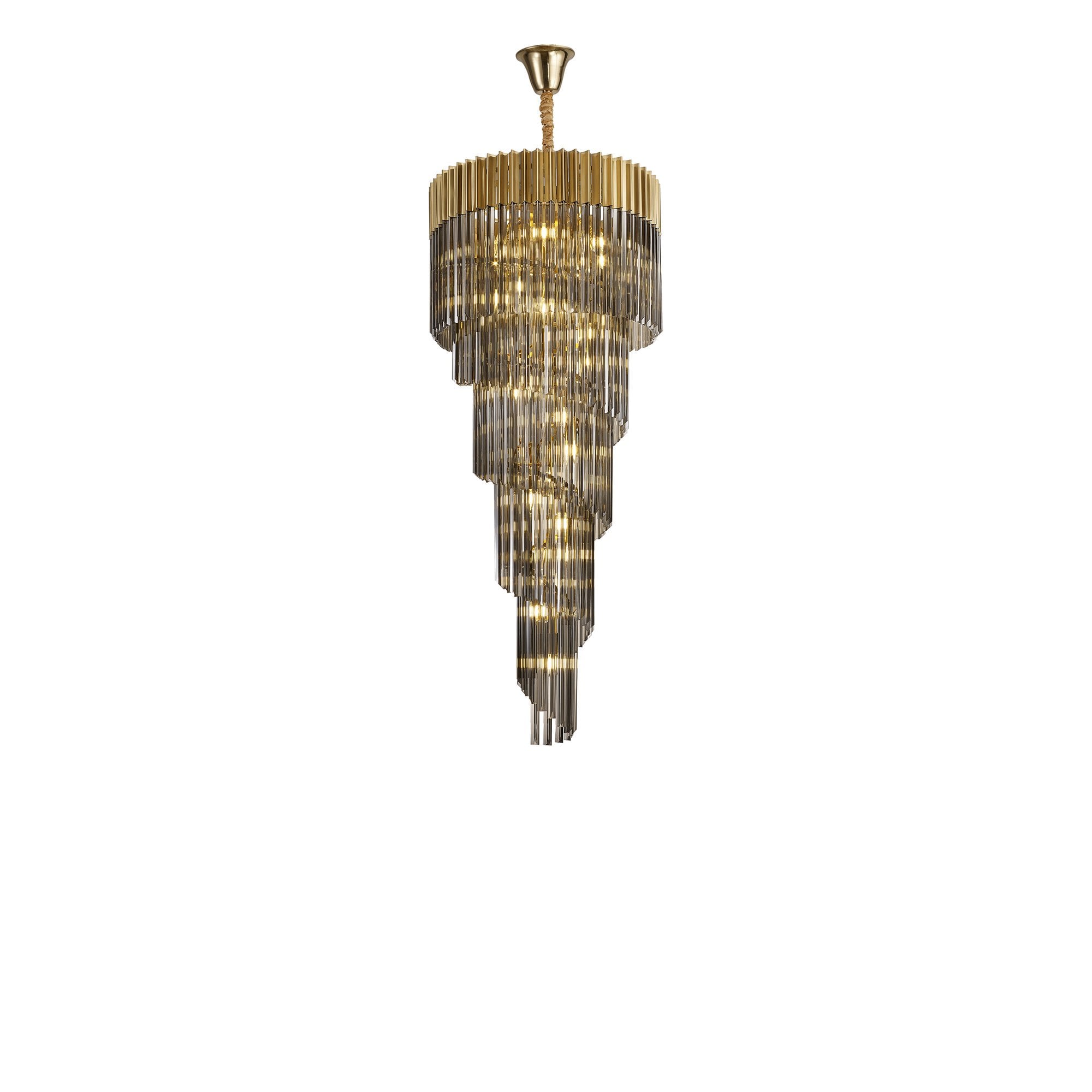 Fabula Cedar 23 Light Pendant - Brass & Smoke Sculpted Glass