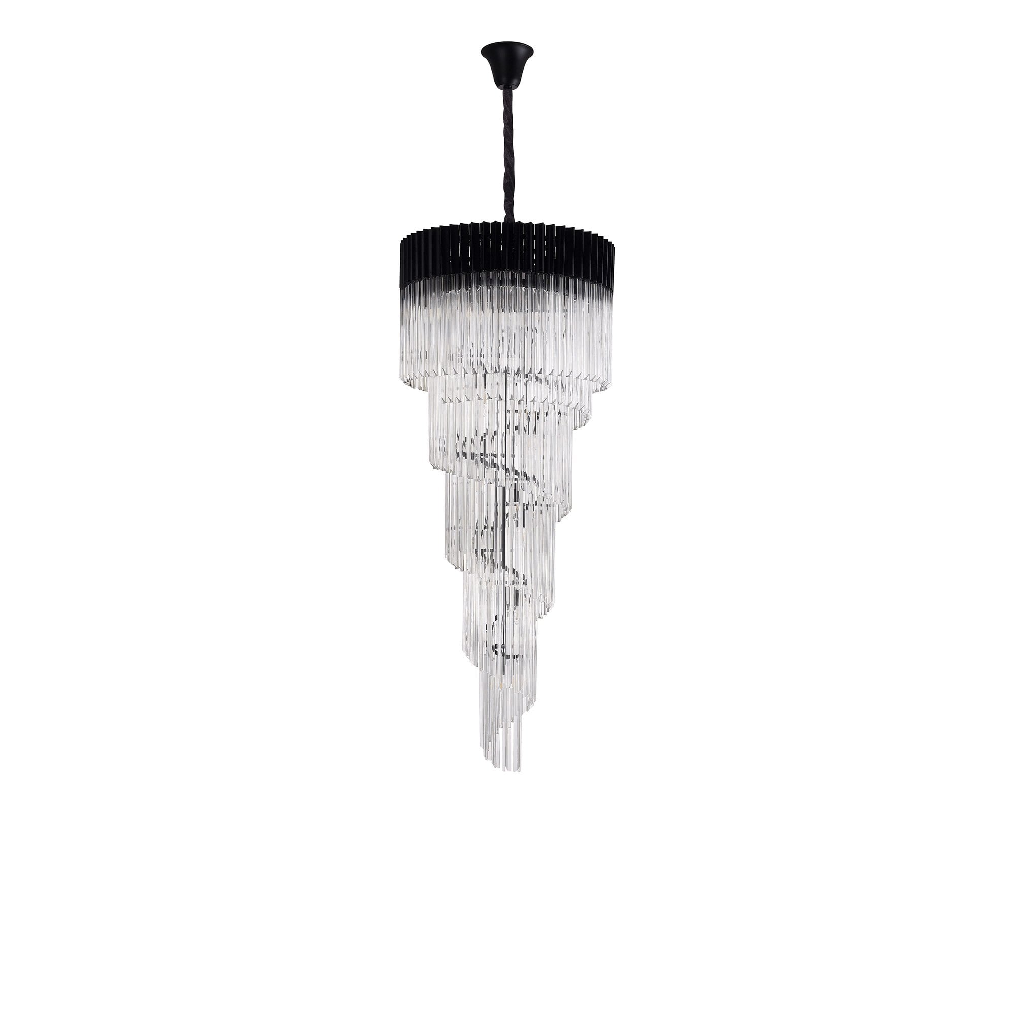 Fabula Cedar 23 Light Pendant - Matt Black & Clear Sculpted Glass