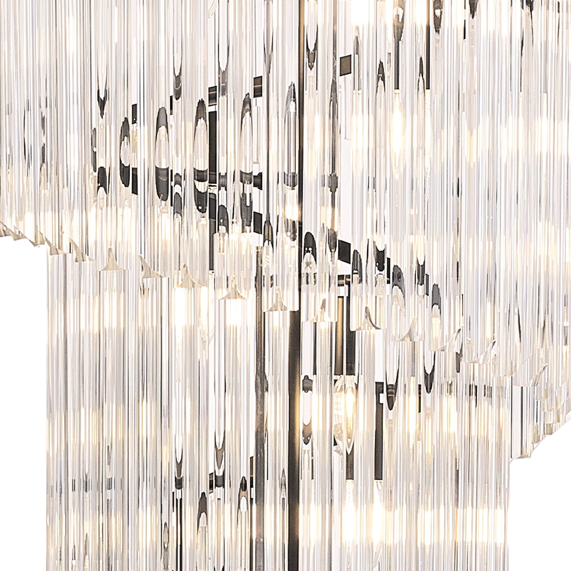 Fabula Cedar 23 Light Pendant - Matt Black & Clear Sculpted Glass