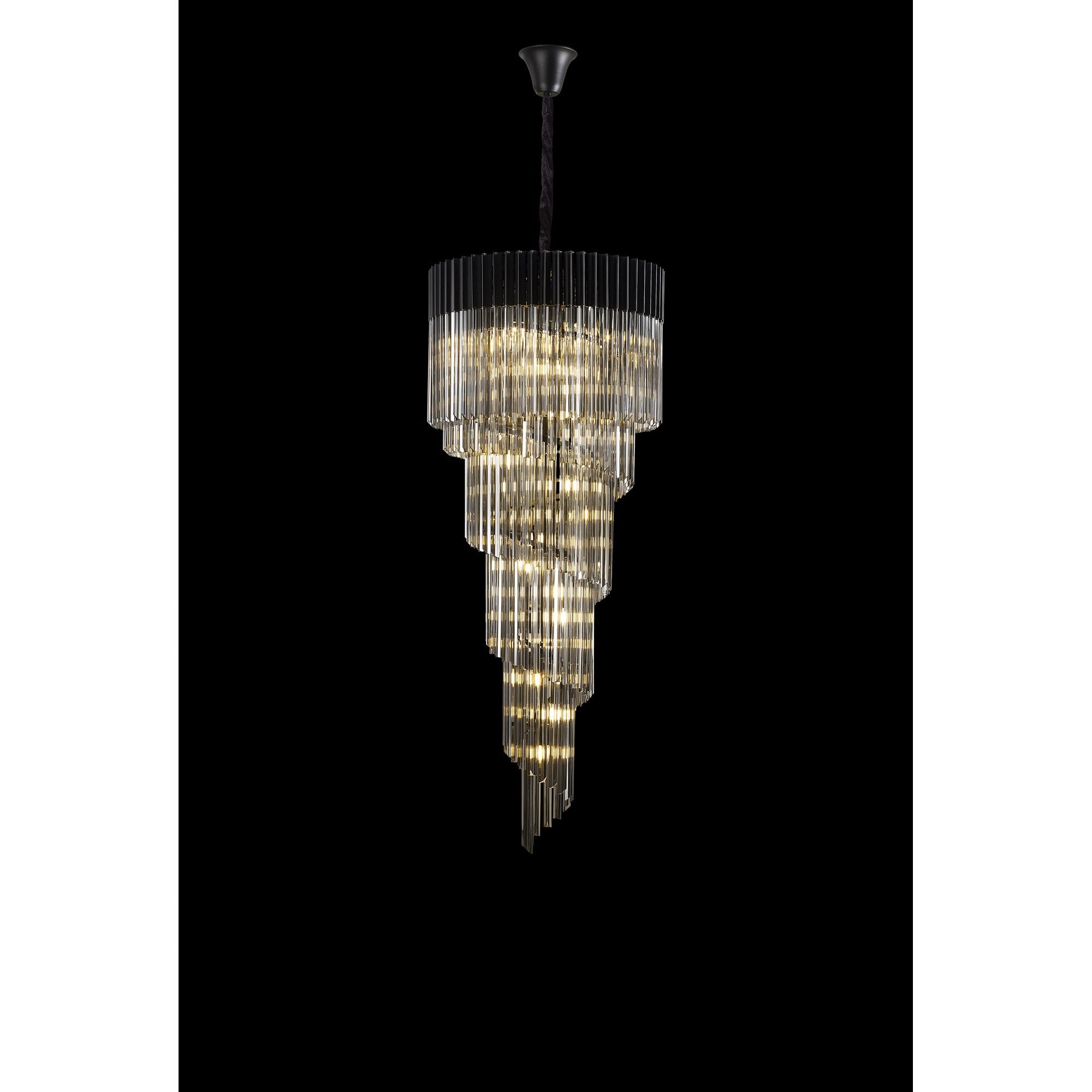 Fabula Cedar 23 Light Pendant - Matt Black & Smoke Sculpted Glass