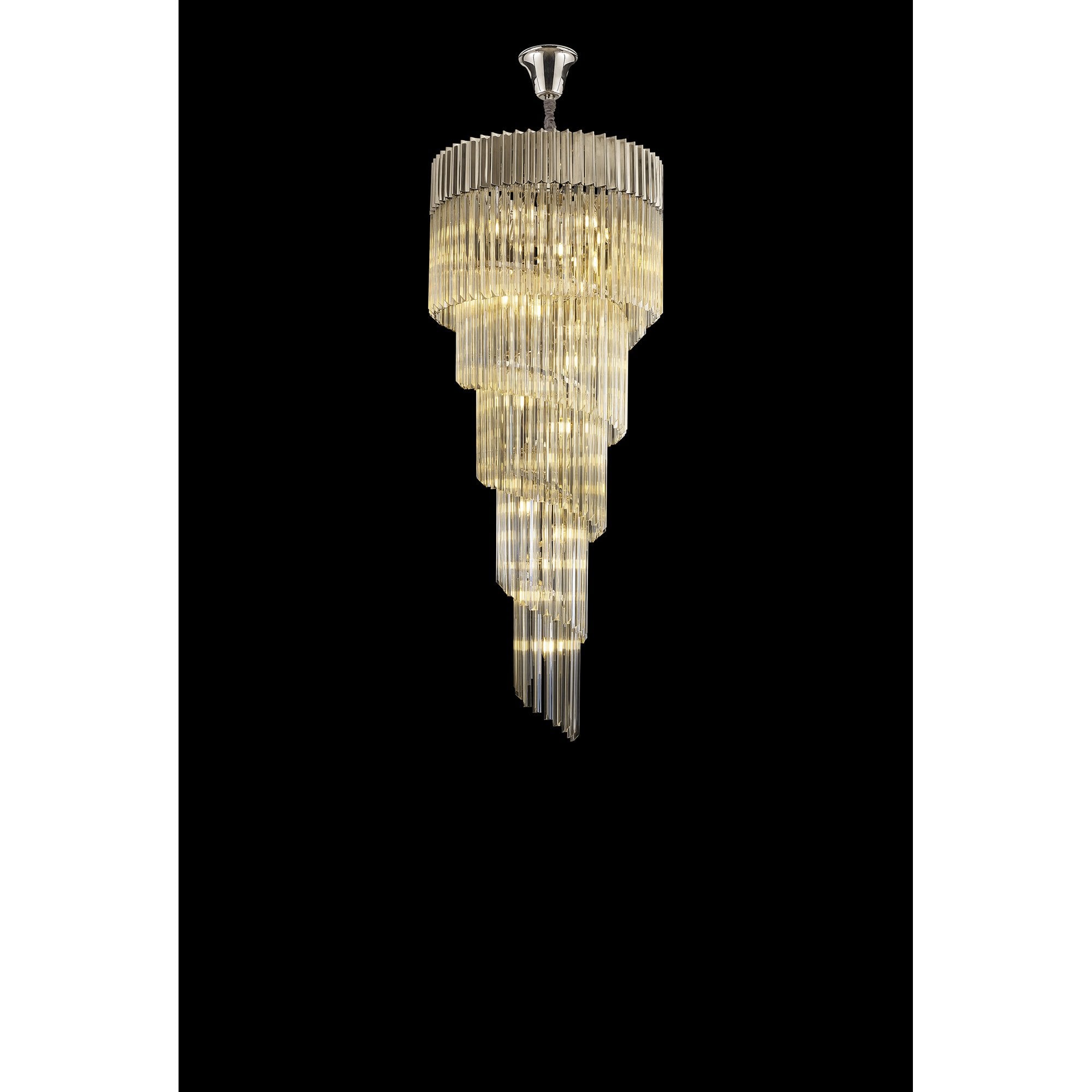 Fabula Cedar 23 Light Pendant - Polished Nickel & Cognac Sculpted Glass