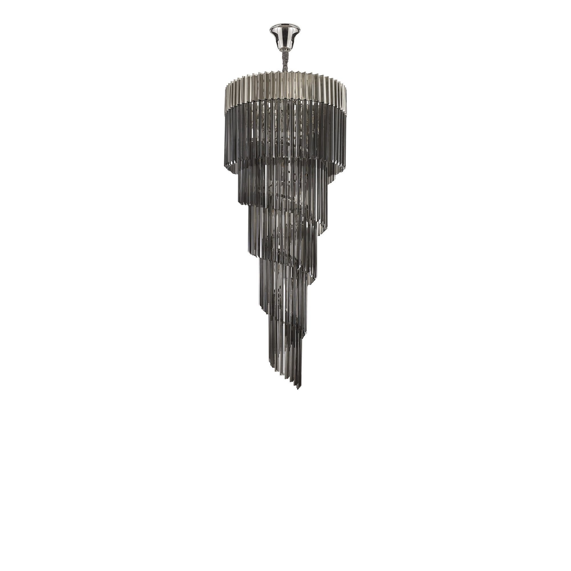 Fabula Cedar 23 Light Pendant - Polished Nickel & Smoke Sculpted Glass