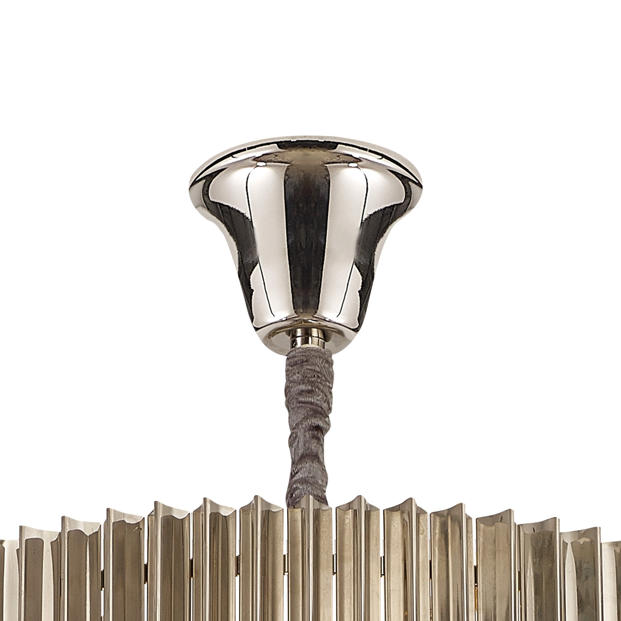 Fabula Cedar 23 Light Pendant - Polished Nickel & Smoke Sculpted Glass