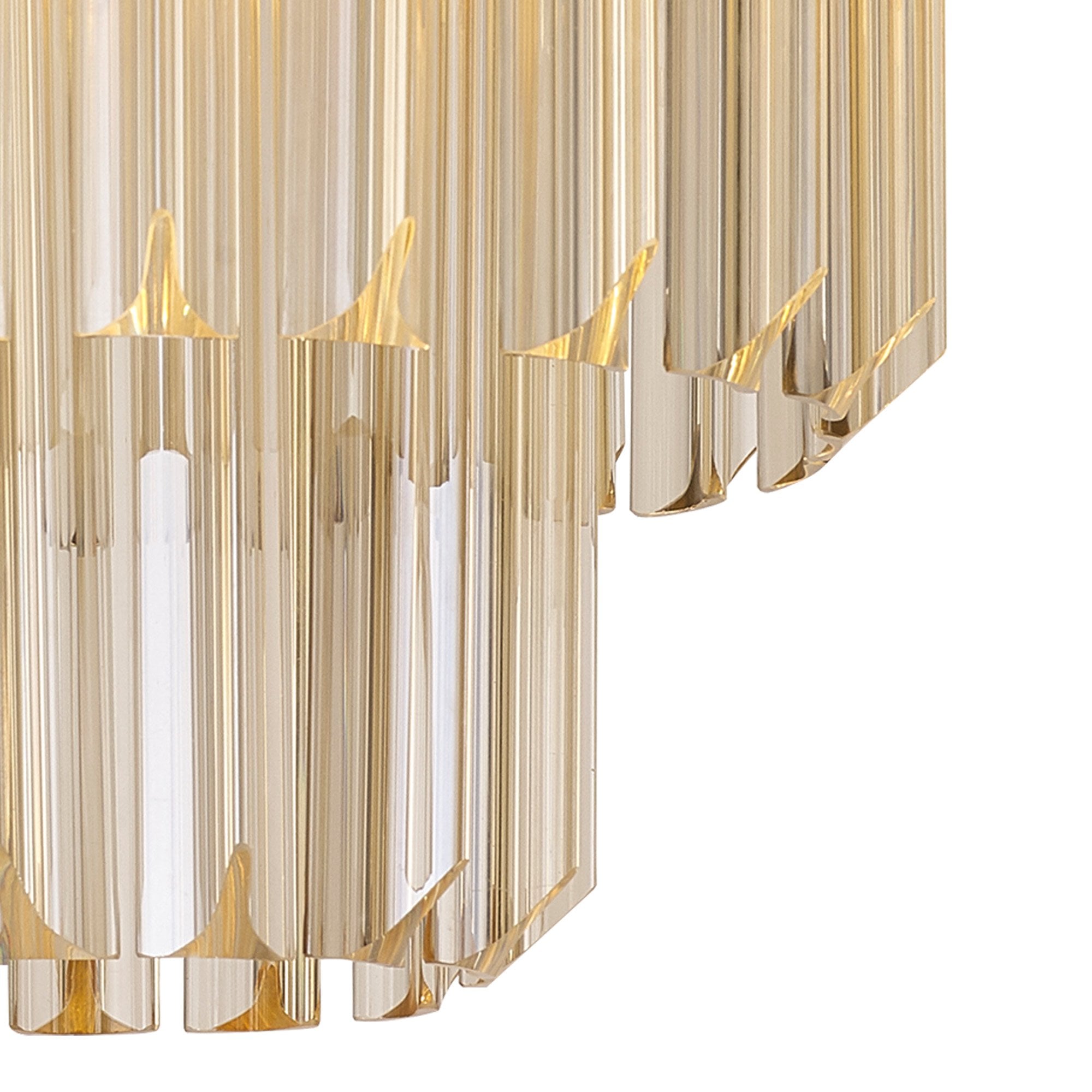 Fabula Cedar 3 Light Flush Light - Brass & Cognac Sculpted Glass