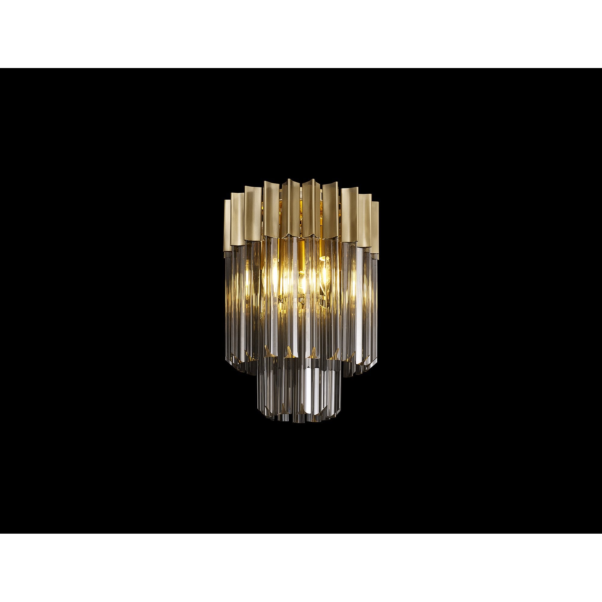 Fabula Cedar 3 Light Flush Light - Brass & Smoke Sculpted Glass