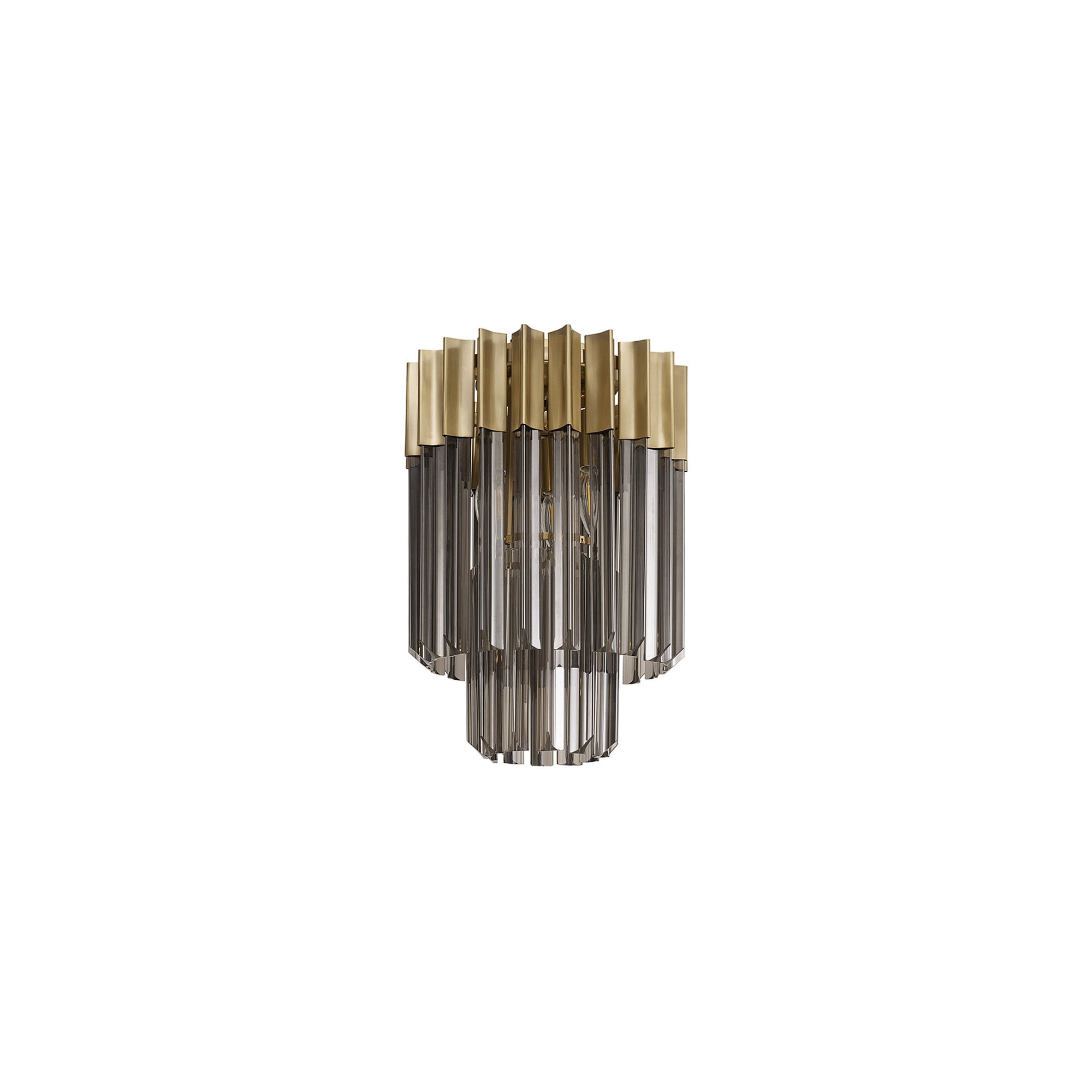 Fabula Cedar 3 Light Flush Light - Brass & Smoke Sculpted Glass