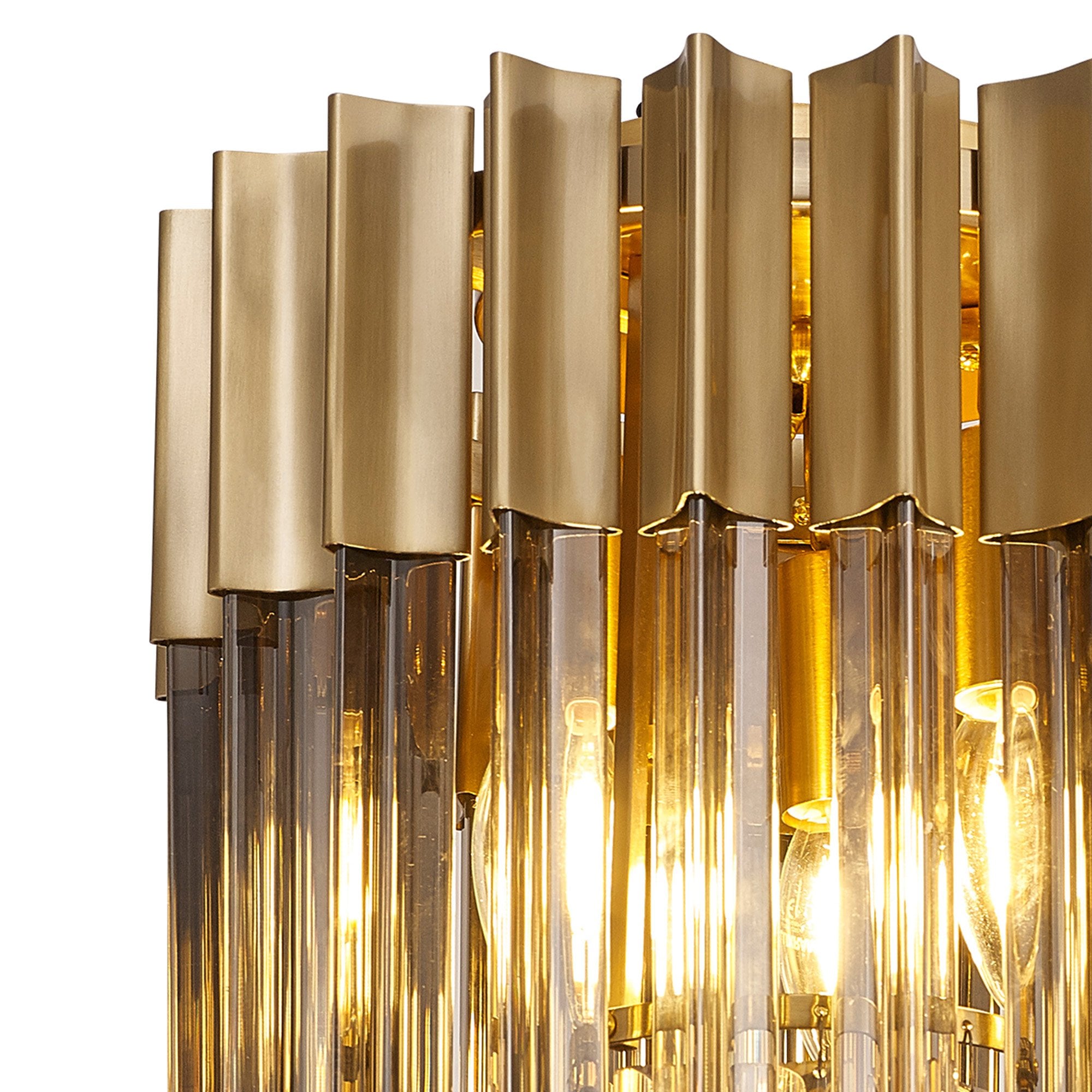 Fabula Cedar 3 Light Flush Light - Brass & Smoke Sculpted Glass