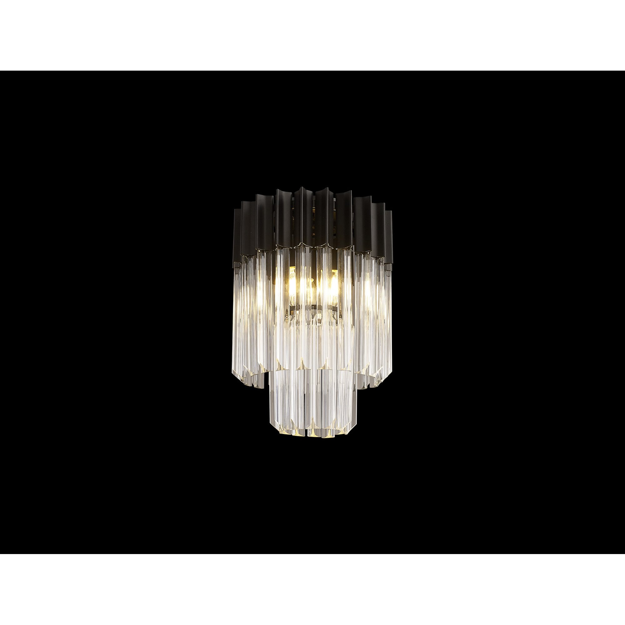 Fabula Cedar 3 Light Flush Light - Matt Black & Clear Sculpted Glass