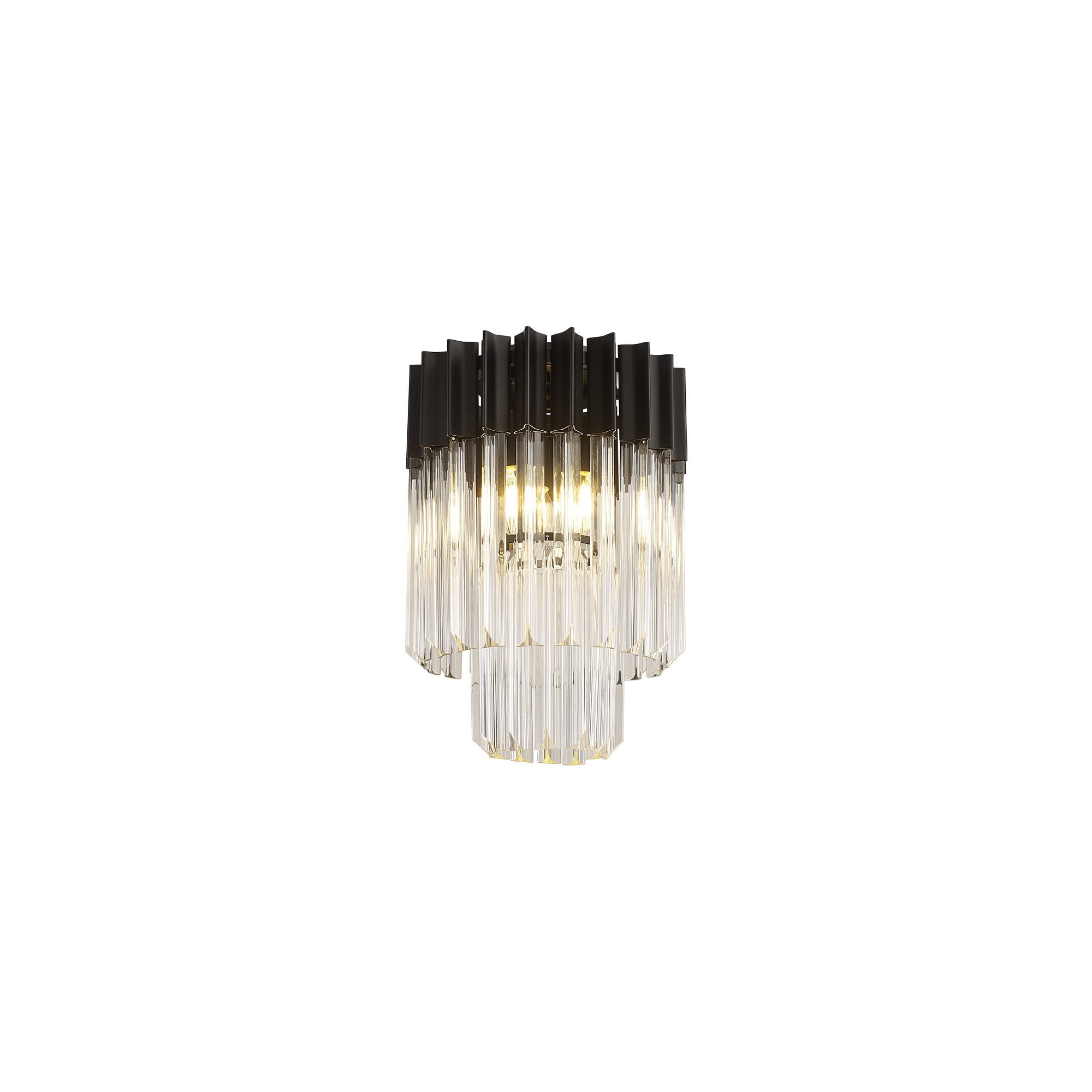 Fabula Cedar 3 Light Flush Light - Matt Black & Clear Sculpted Glass