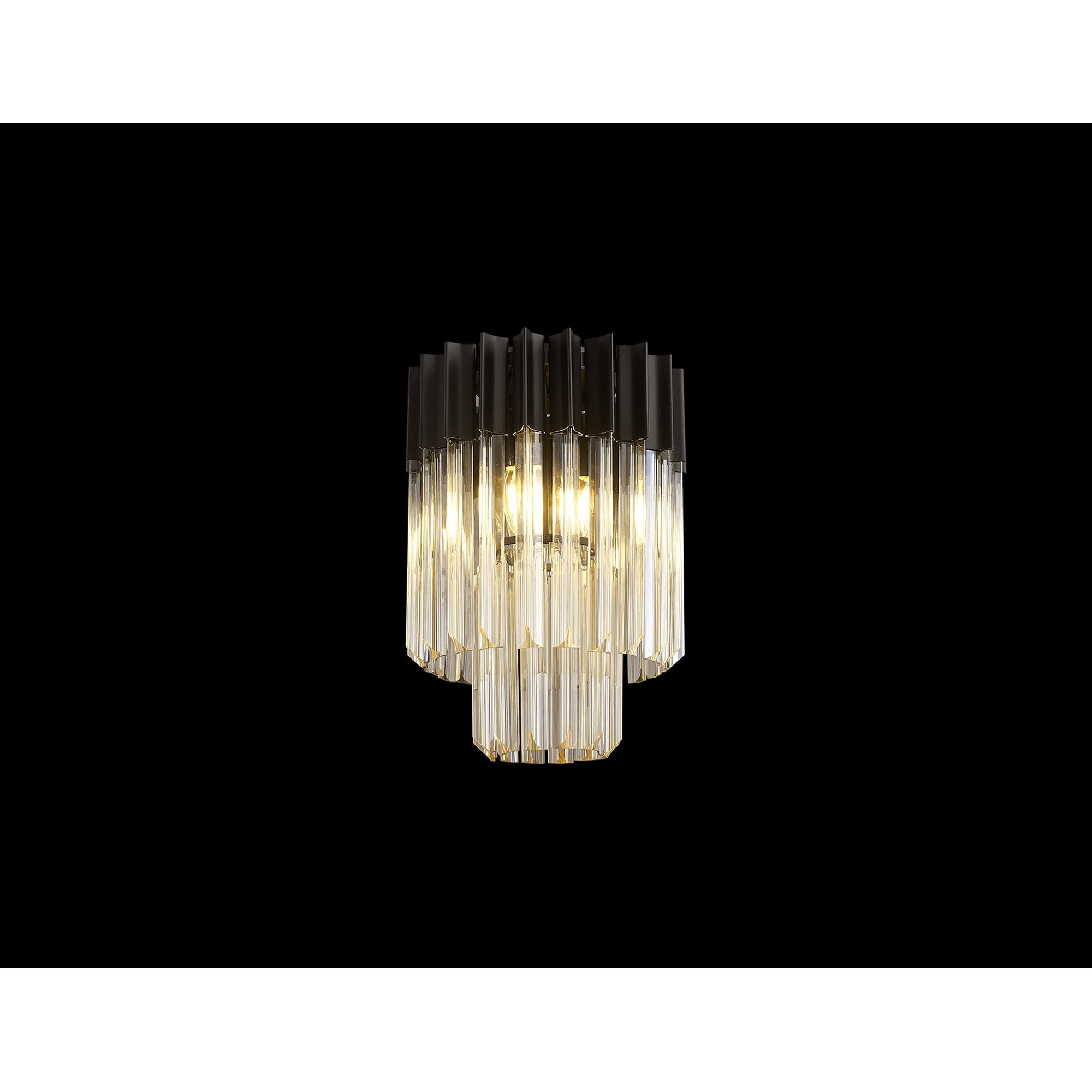 Fabula Cedar 3 Light Flush Light - Matt Black & Cognac Sculpted Glass
