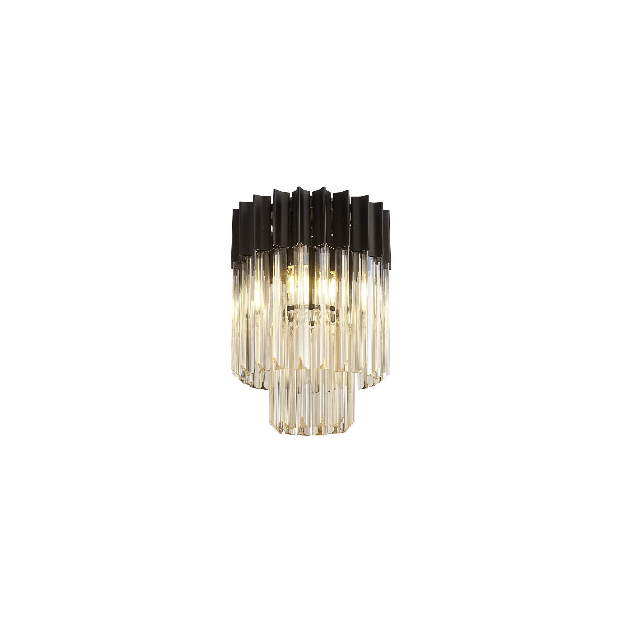 Fabula Cedar 3 Light Flush Light - Matt Black & Cognac Sculpted Glass