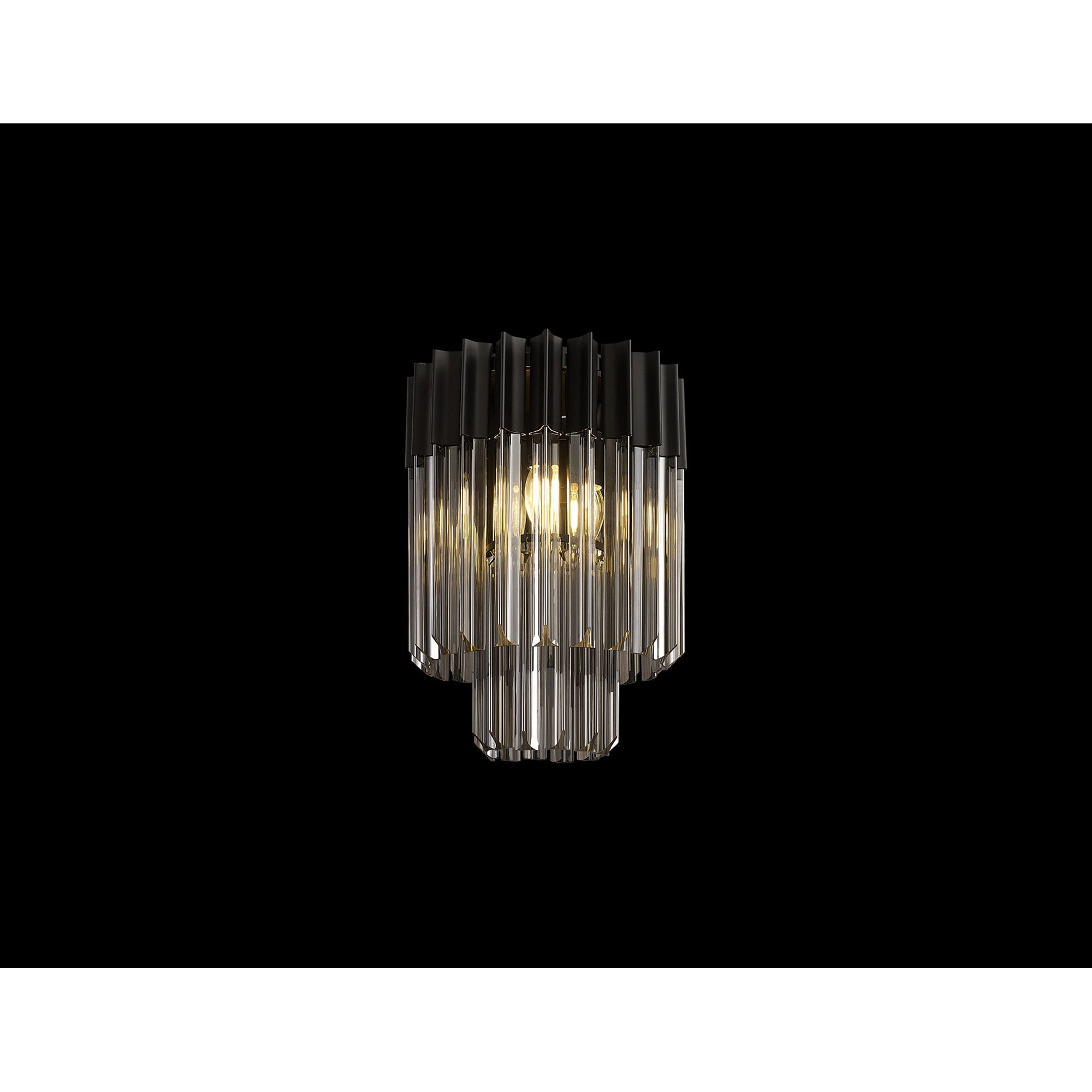 Fabula Cedar 3 Light Flush Light - Matt Black & Smoke Sculpted Glass
