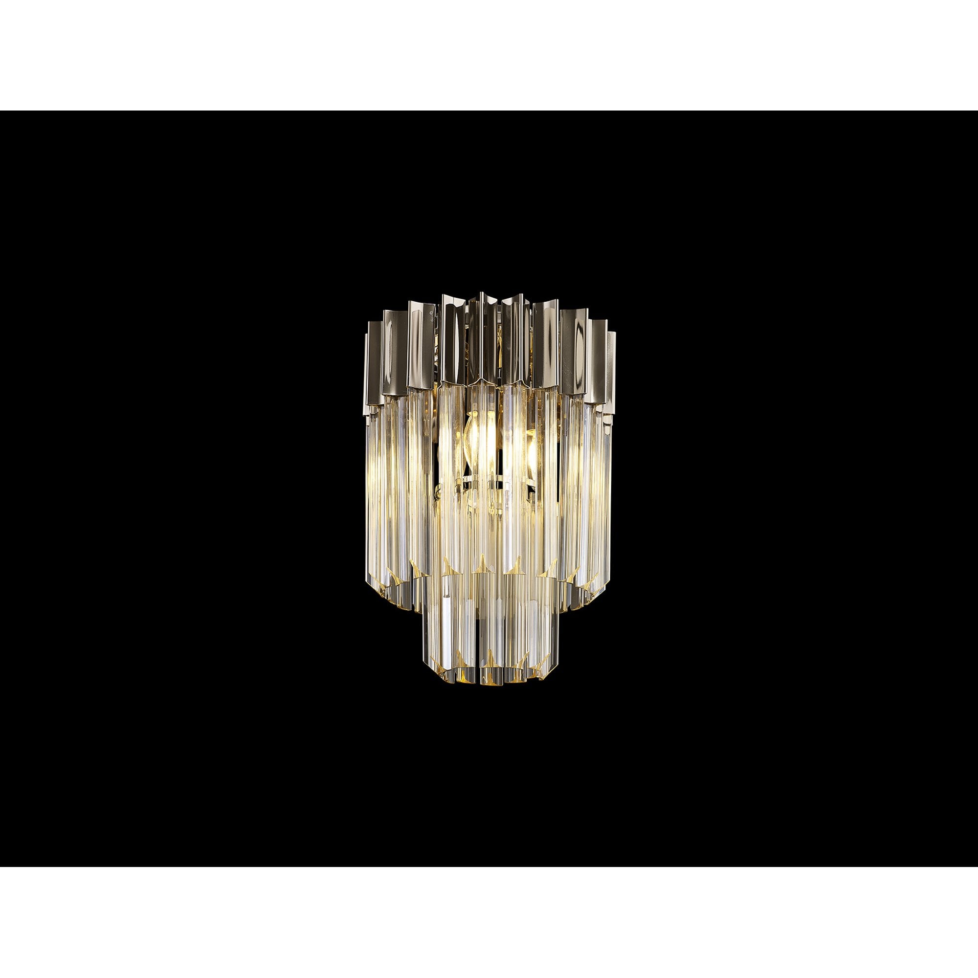 Fabula Cedar 3 Light Flush Light - Polished Nickel & Cognac Sculpted Glass