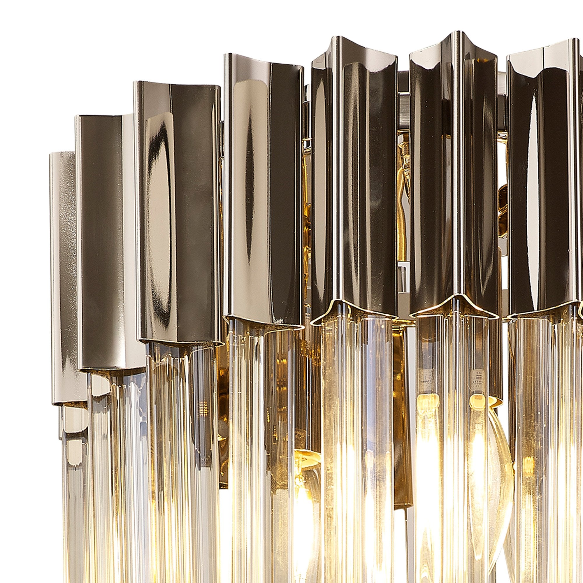Fabula Cedar 3 Light Flush Light - Polished Nickel & Cognac Sculpted Glass