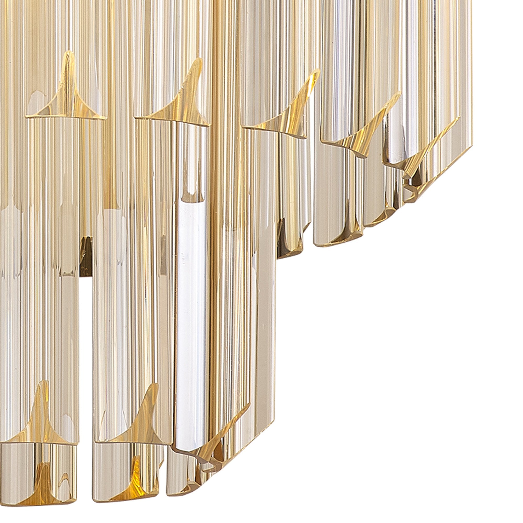 Fabula Cedar 3 Light Flush Light - Polished Nickel & Cognac Sculpted Glass