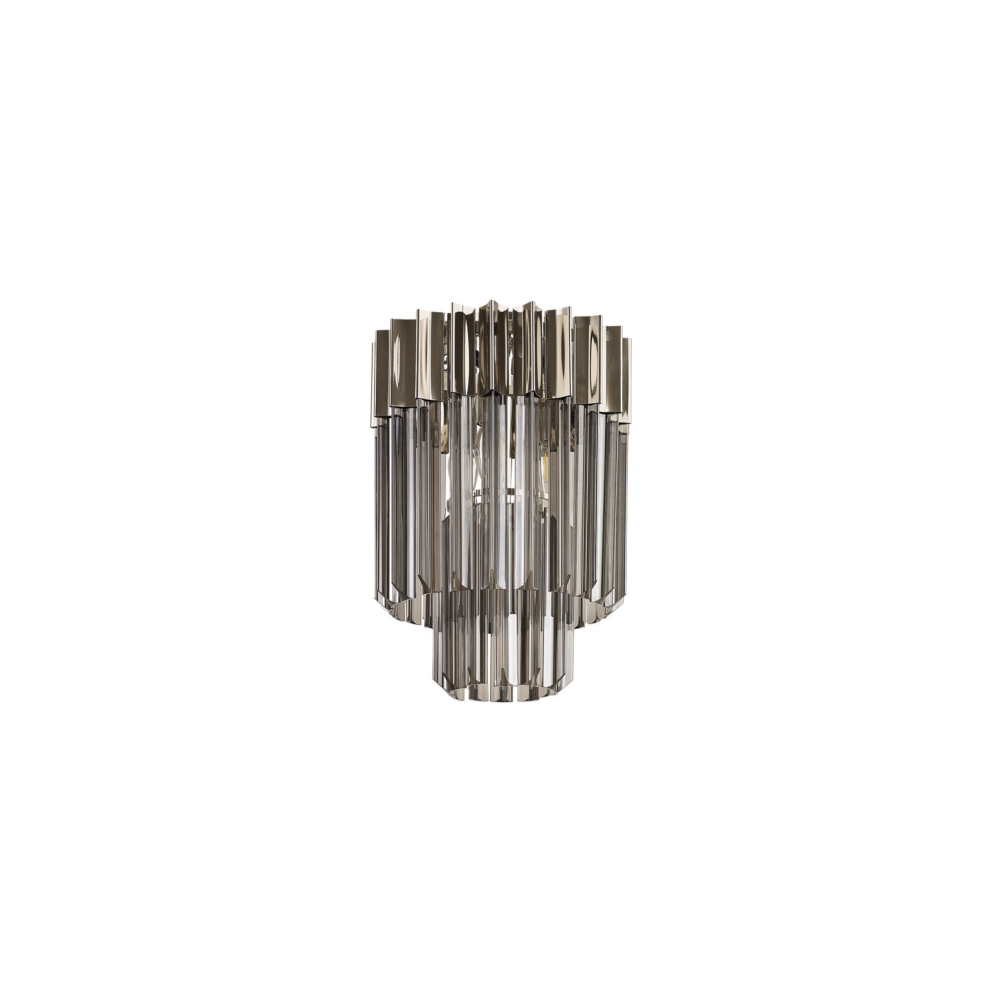 Fabula Cedar 3 Light Flush Light - Polished Nickel & Smoke Sculpted Glass