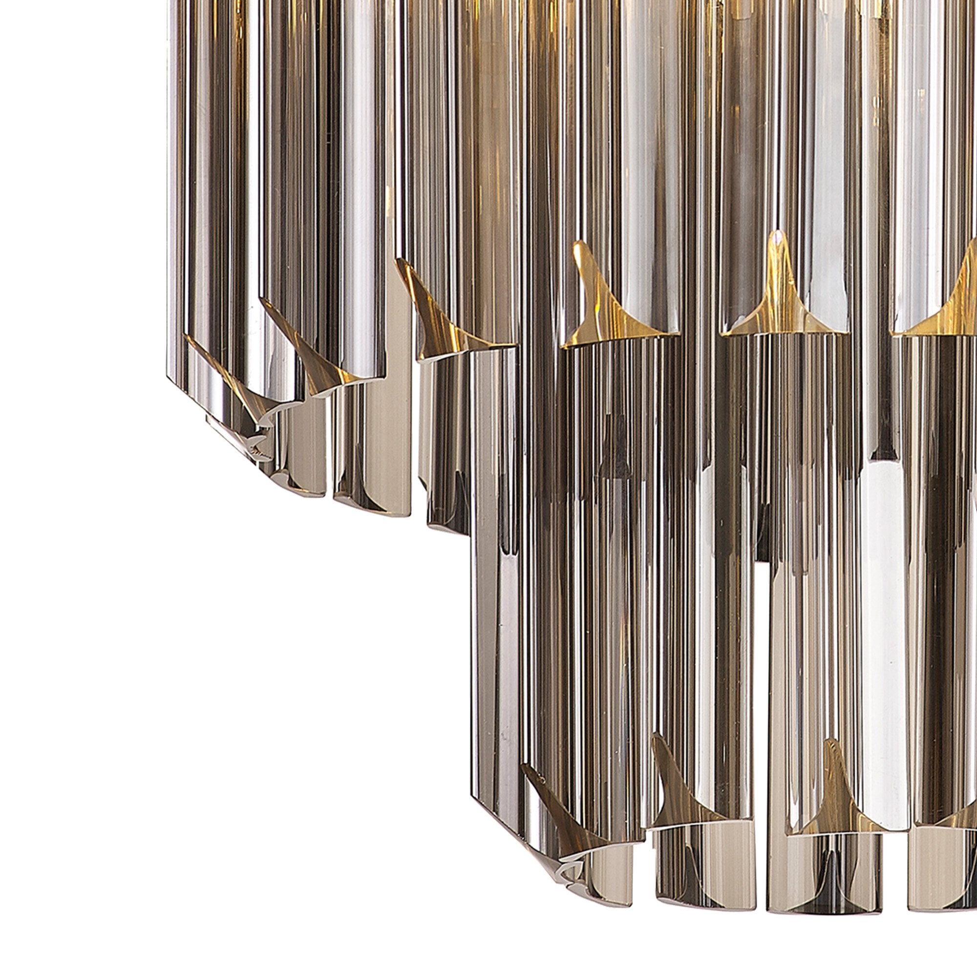 Fabula Cedar 3 Light Flush Light - Polished Nickel & Smoke Sculpted Glass