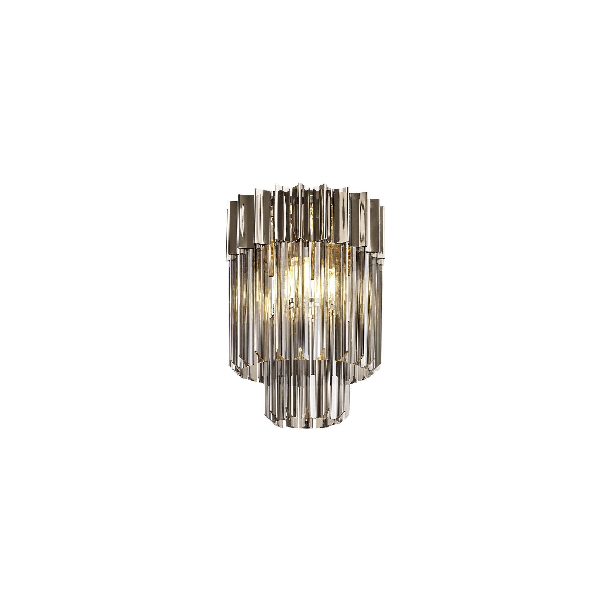 Fabula Cedar 3 Light Flush Light - Polished Nickel & Smoke Sculpted Glass