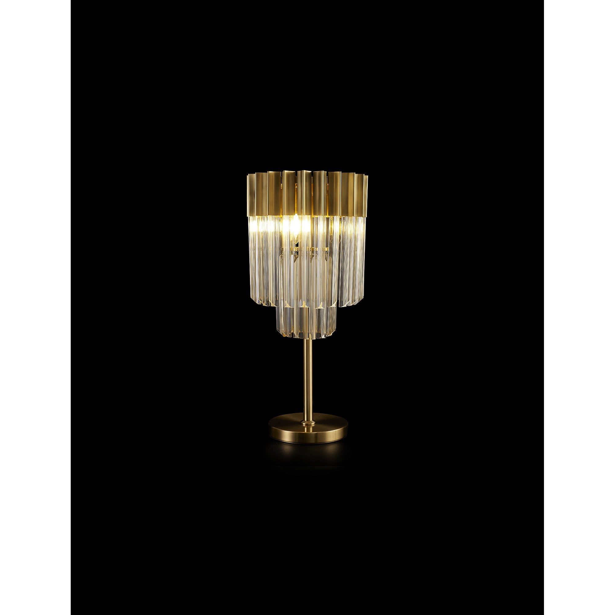 Fabula Cedar 3 Light Table Lamp - Brass & Cognac Sculpted Glass