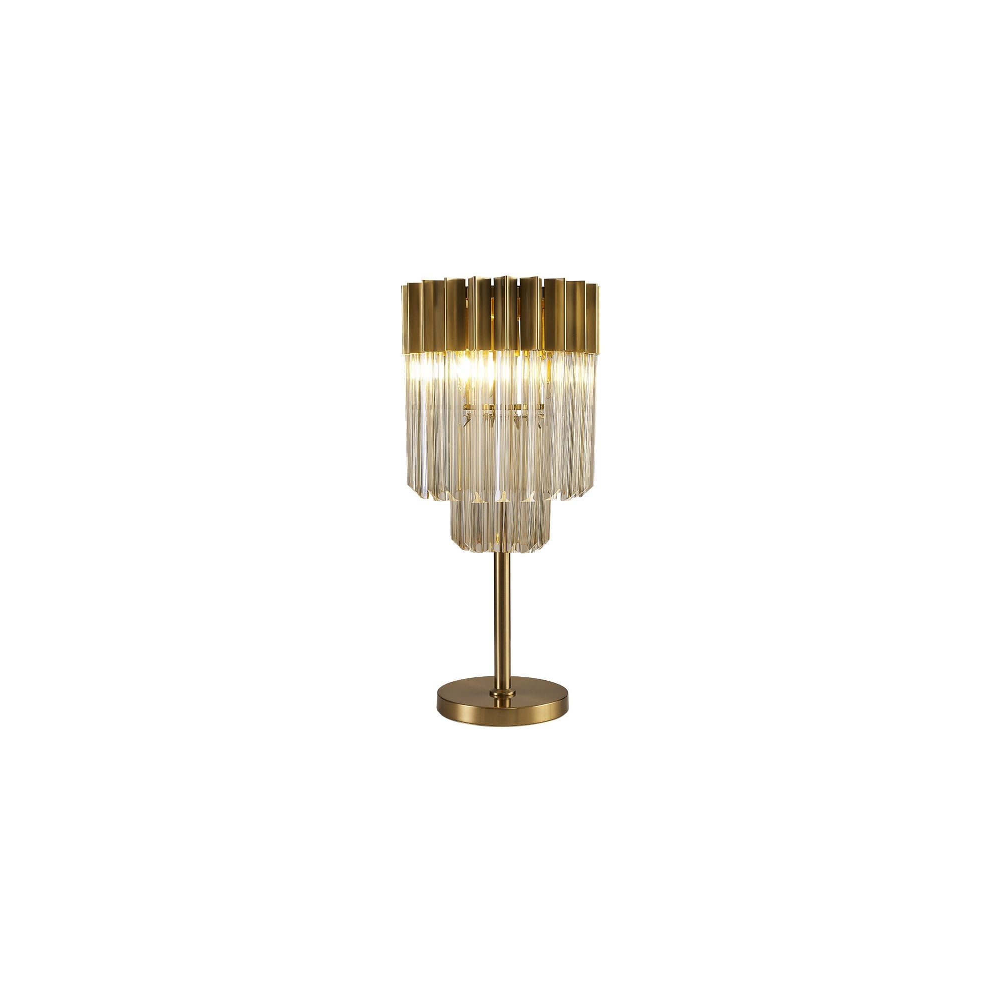 Fabula Cedar 3 Light Table Lamp - Brass & Cognac Sculpted Glass