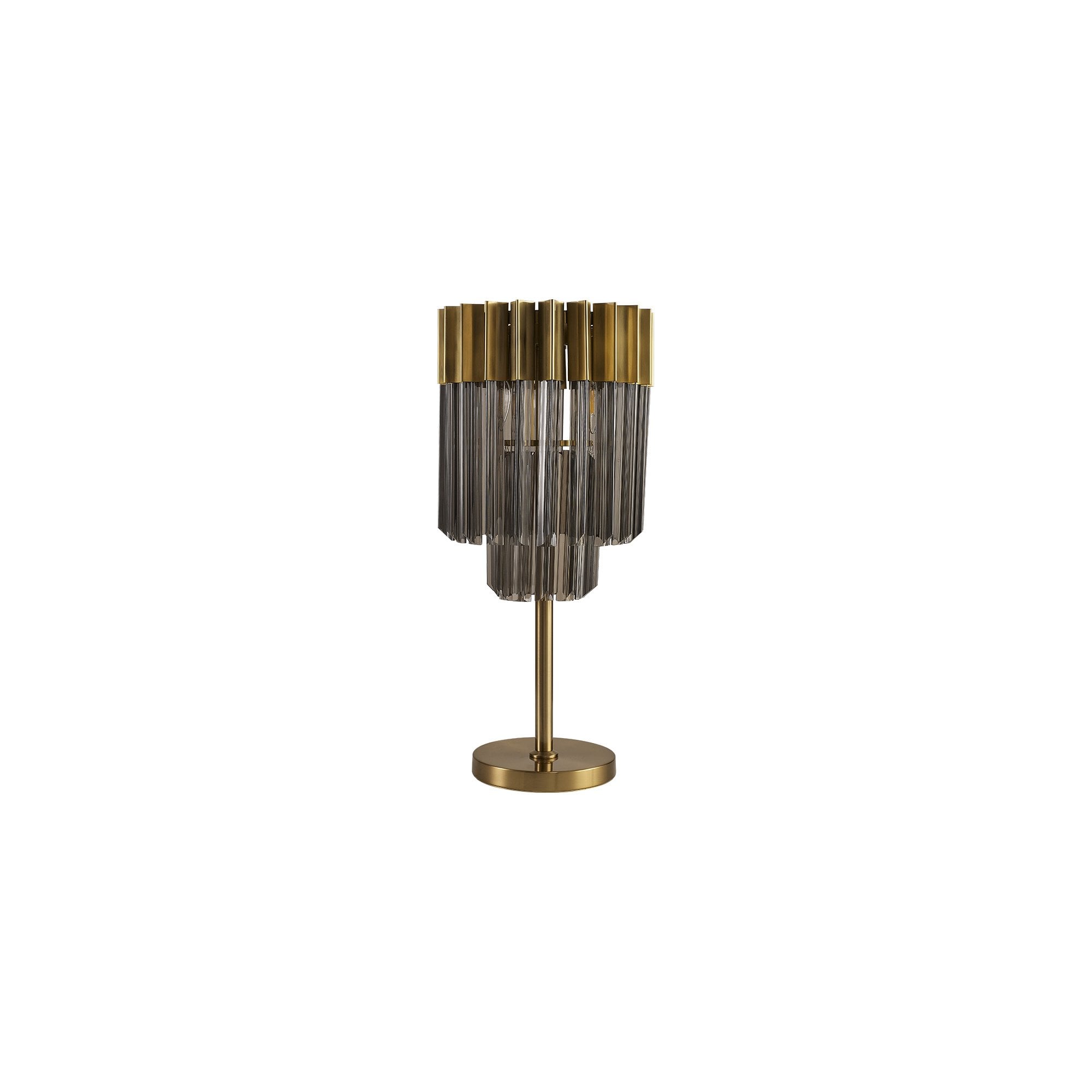 Fabula Cedar 3 Light Table Lamp - Brass & Smoke Sculpted Glass