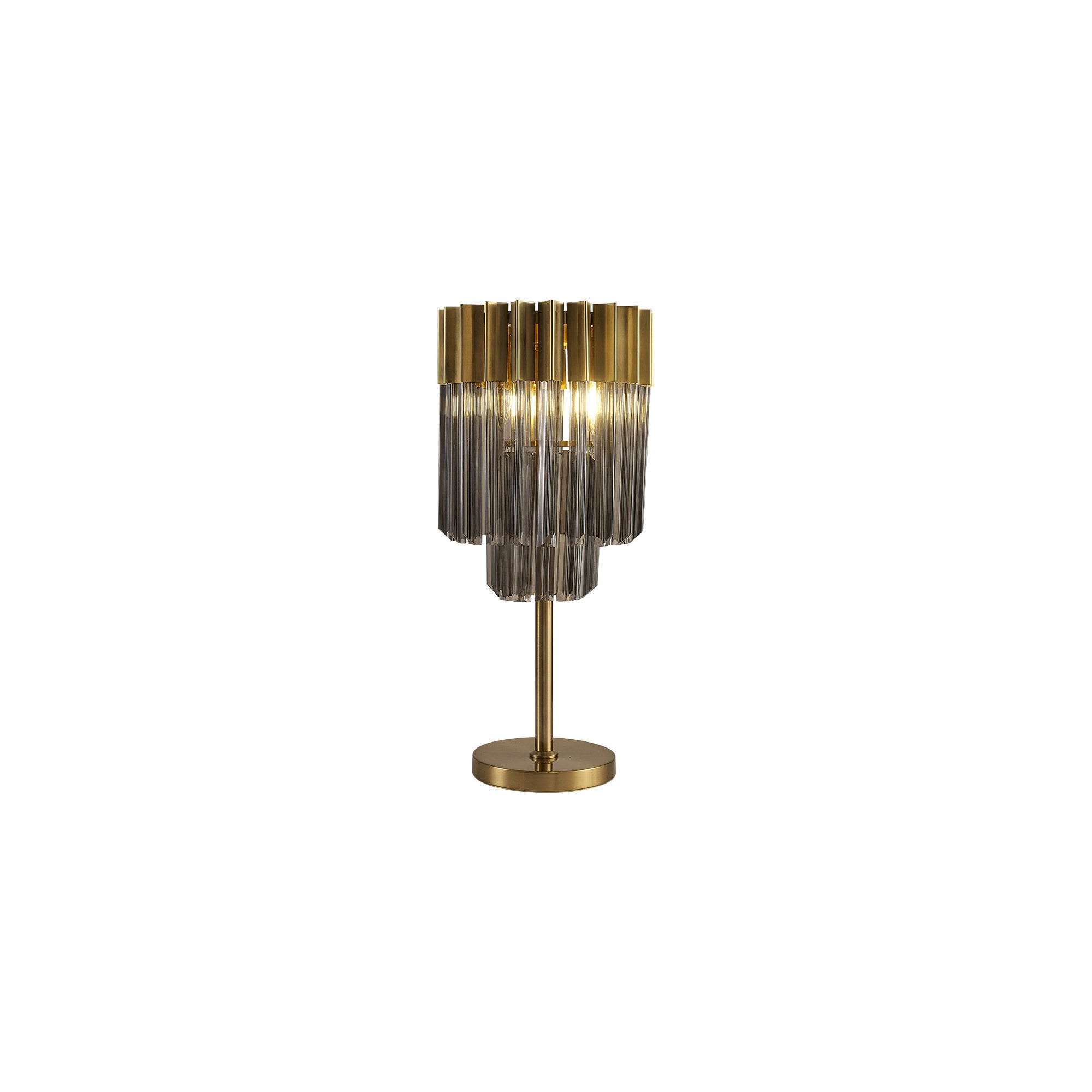 Fabula Cedar 3 Light Table Lamp - Brass & Smoke Sculpted Glass