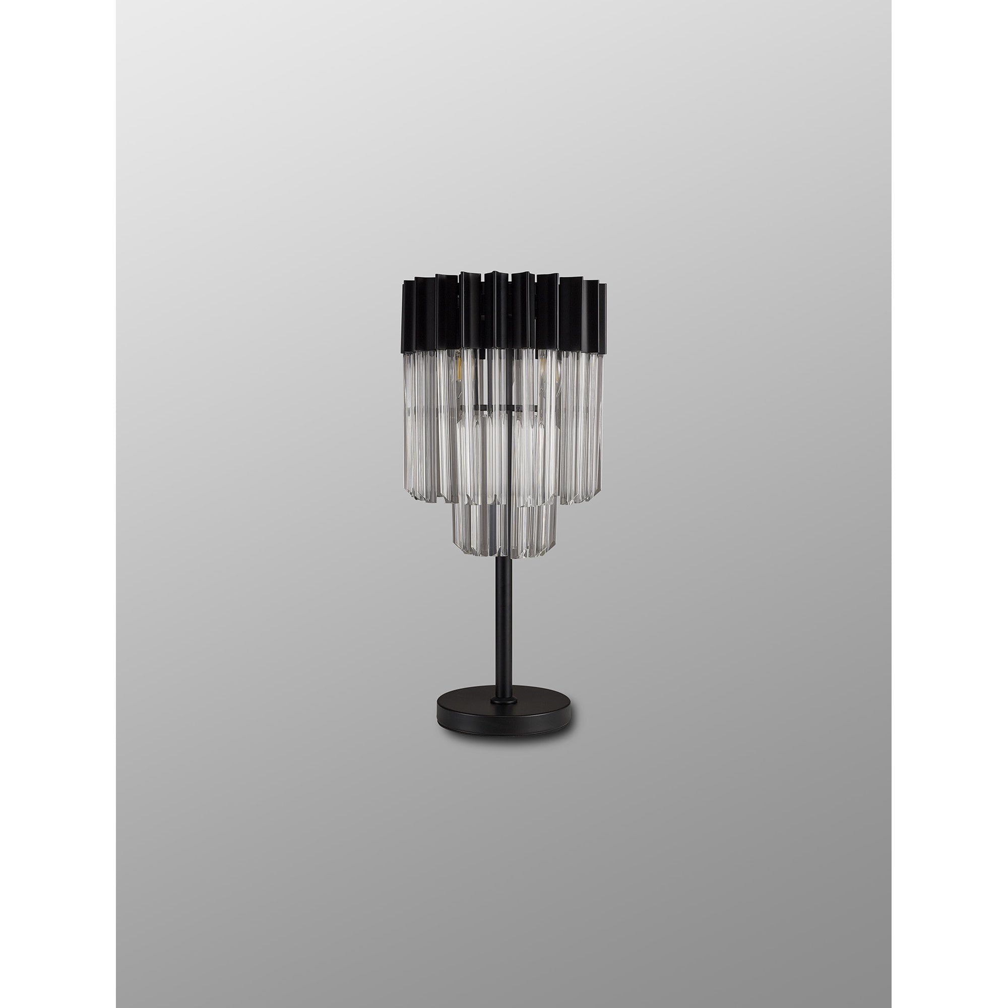 Fabula Cedar 3 Light Table Lamp - Matt Black & Clear Sculpted Glass