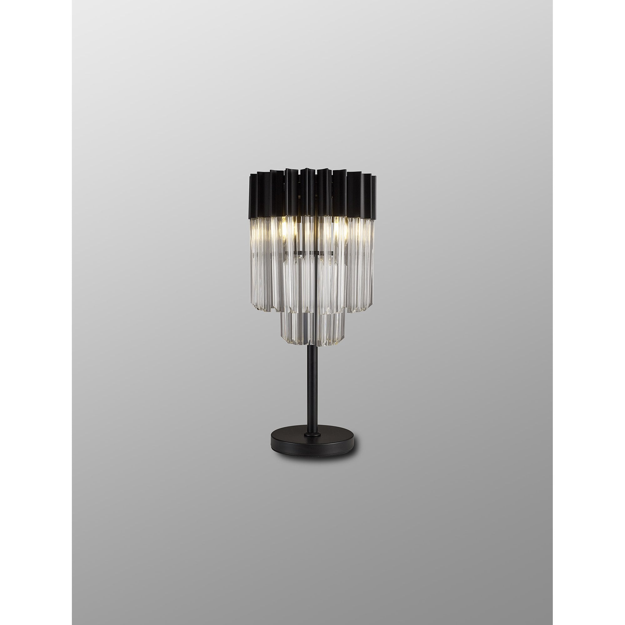 Fabula Cedar 3 Light Table Lamp - Matt Black & Clear Sculpted Glass