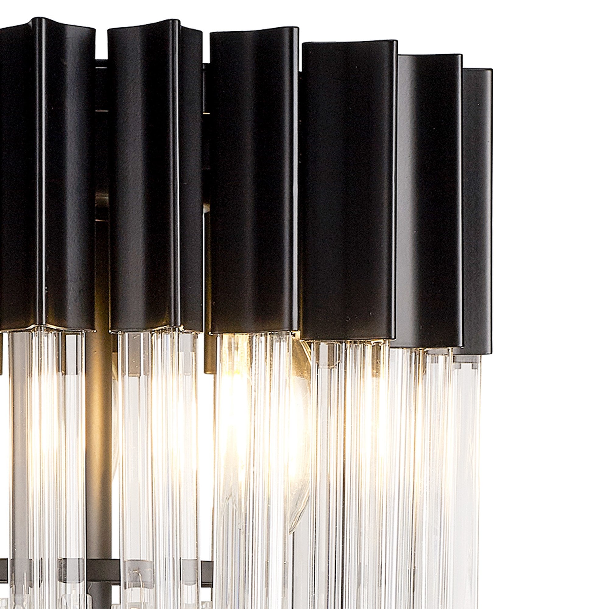 Fabula Cedar 3 Light Table Lamp - Matt Black & Clear Sculpted Glass