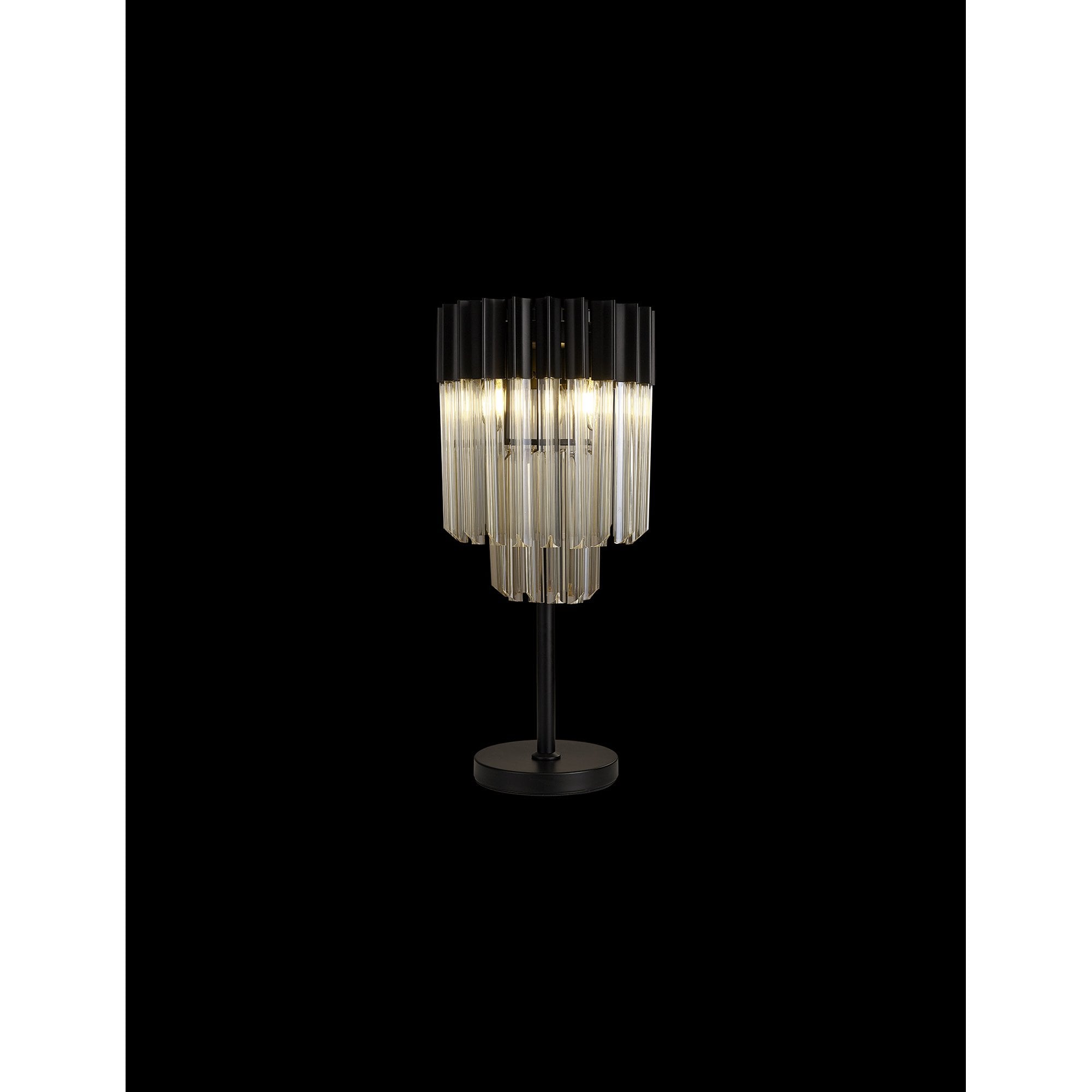 Fabula Cedar 3 Light Table Lamp - Matt Black & Cognac Sculpted Glass