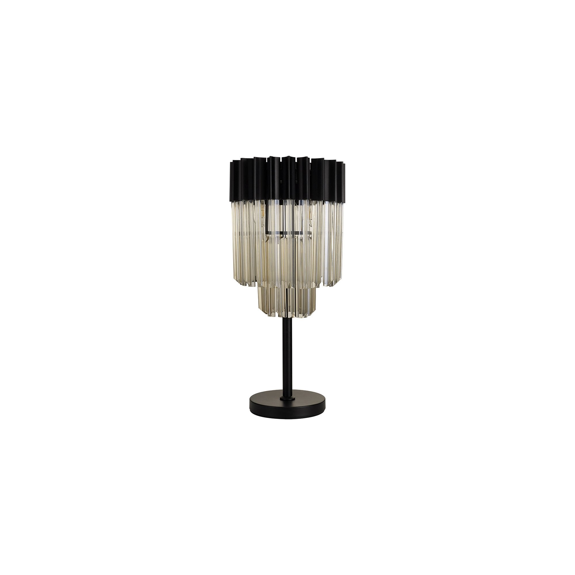 Fabula Cedar 3 Light Table Lamp - Matt Black & Cognac Sculpted Glass