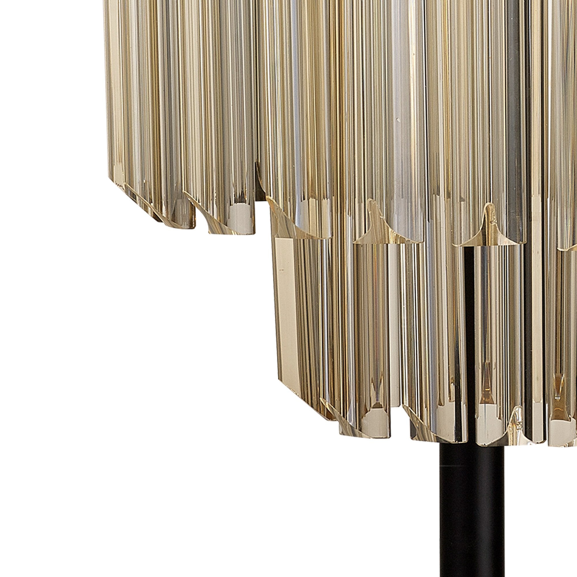 Fabula Cedar 3 Light Table Lamp - Matt Black & Cognac Sculpted Glass