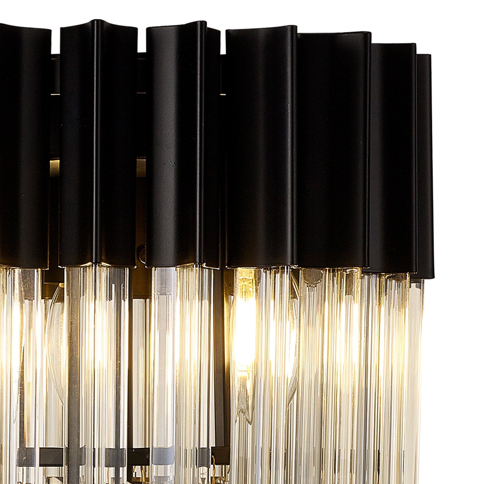 Fabula Cedar 3 Light Table Lamp - Matt Black & Cognac Sculpted Glass