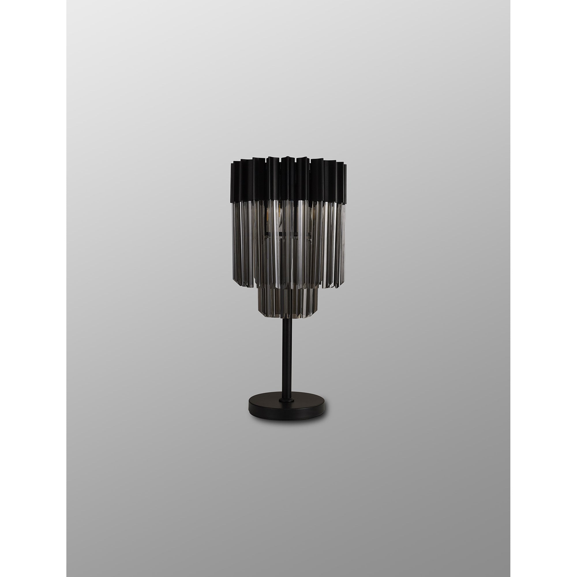 Fabula Cedar 3 Light Table Lamp - Matt Black & Smoke Sculpted Glass