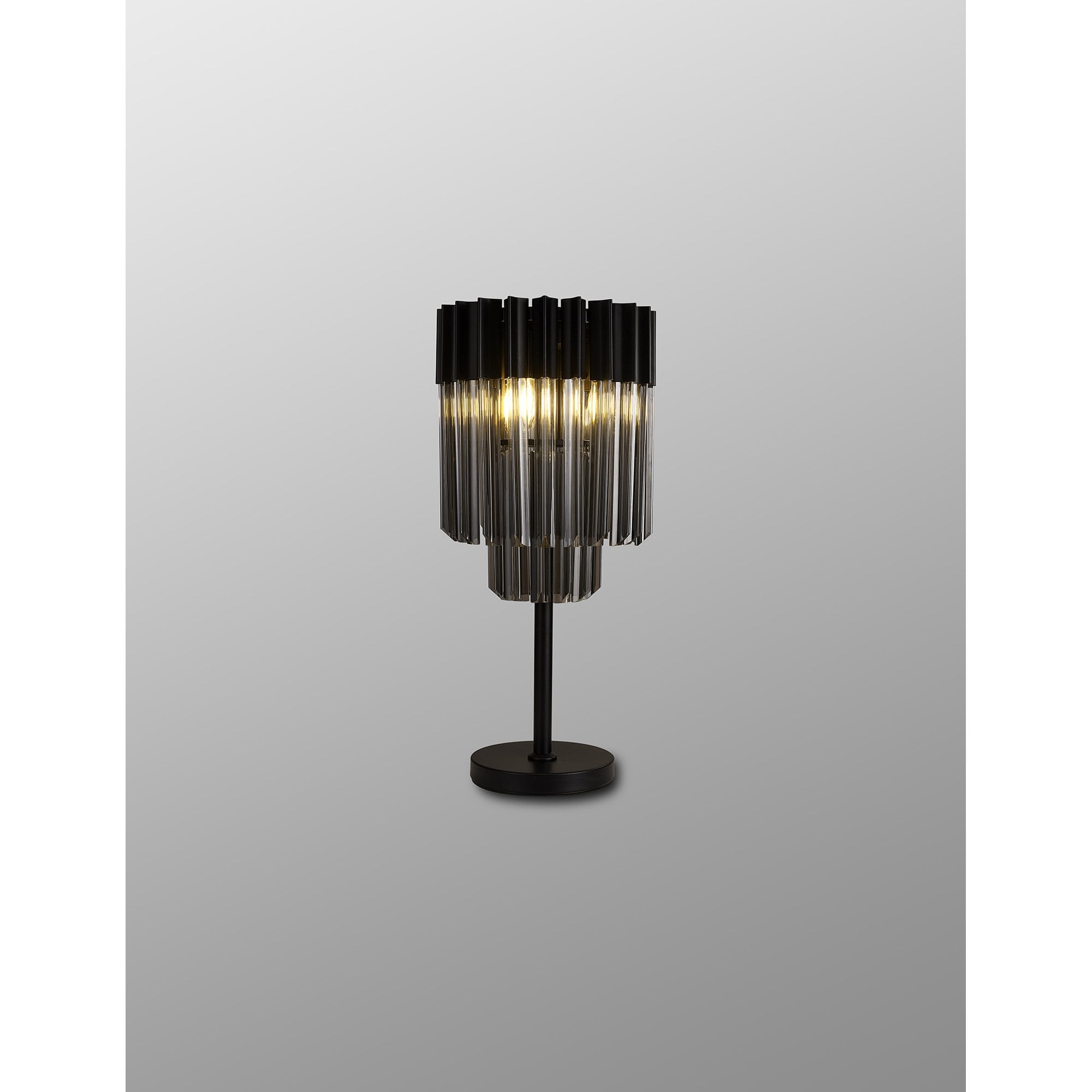 Fabula Cedar 3 Light Table Lamp - Matt Black & Smoke Sculpted Glass