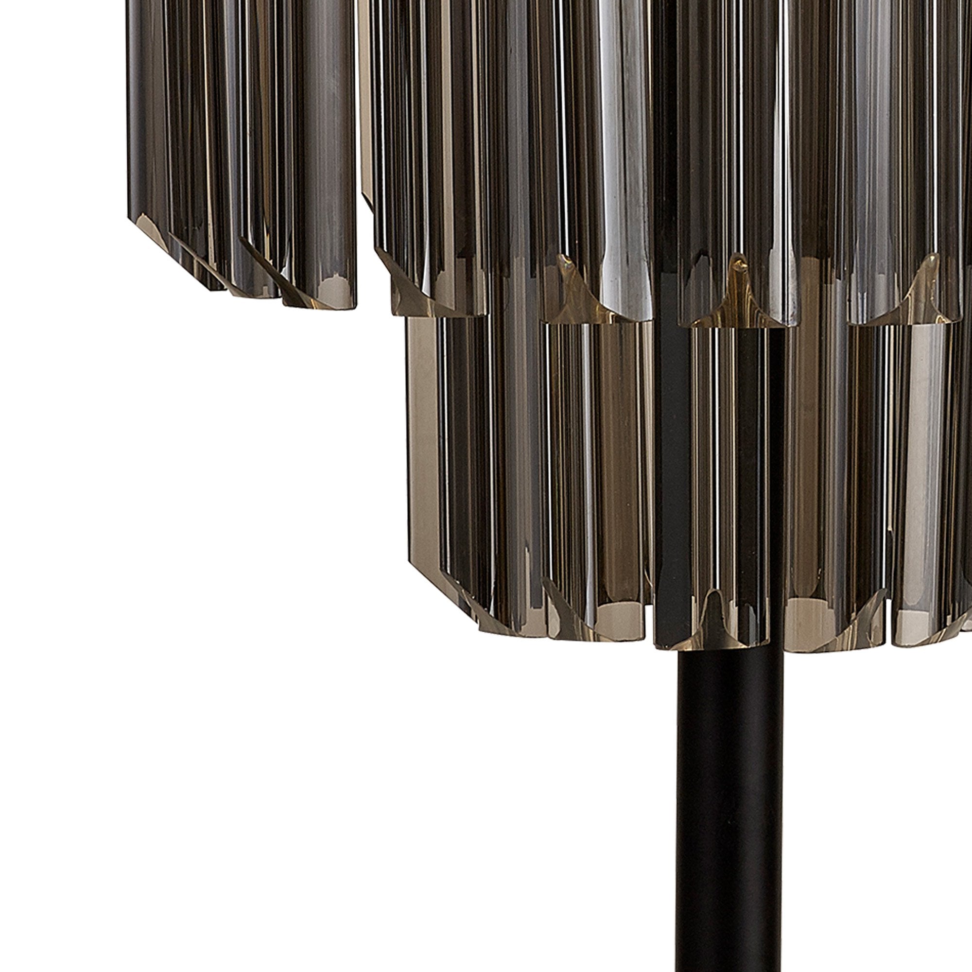 Fabula Cedar 3 Light Table Lamp - Matt Black & Smoke Sculpted Glass