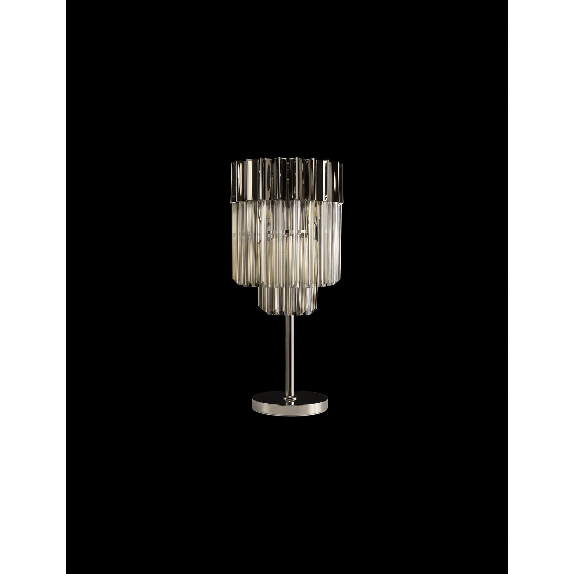 Fabula Cedar 3 Light Table Lamp - Polished Nickel & Cognac Sculpted Glass