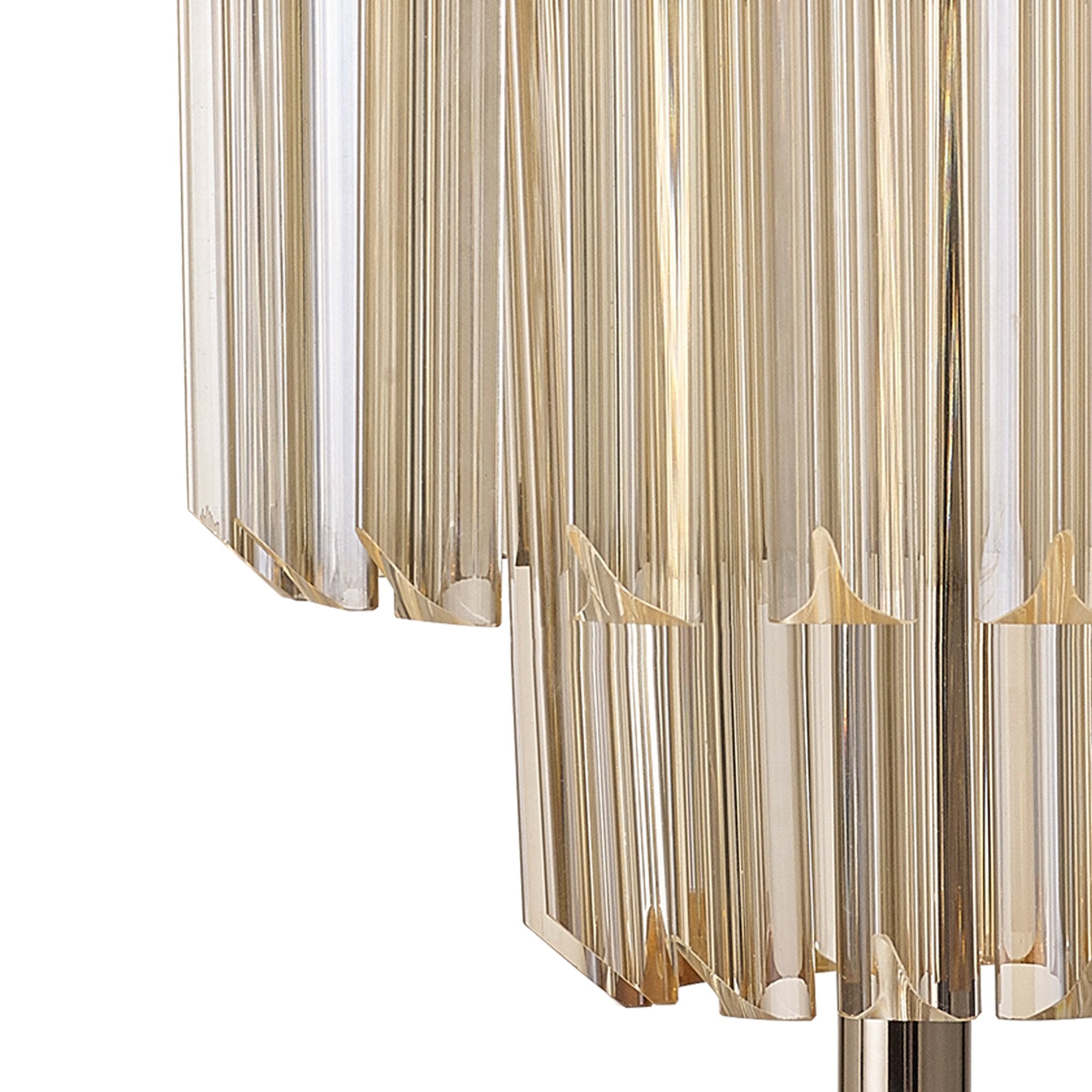 Fabula Cedar 3 Light Table Lamp - Polished Nickel & Cognac Sculpted Glass